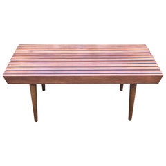 Vintage Mid Century Wood Slat Bench in the Style of George Nelson, 1960s