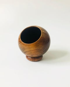 Mid Century Wood Sphere Nut Bowl