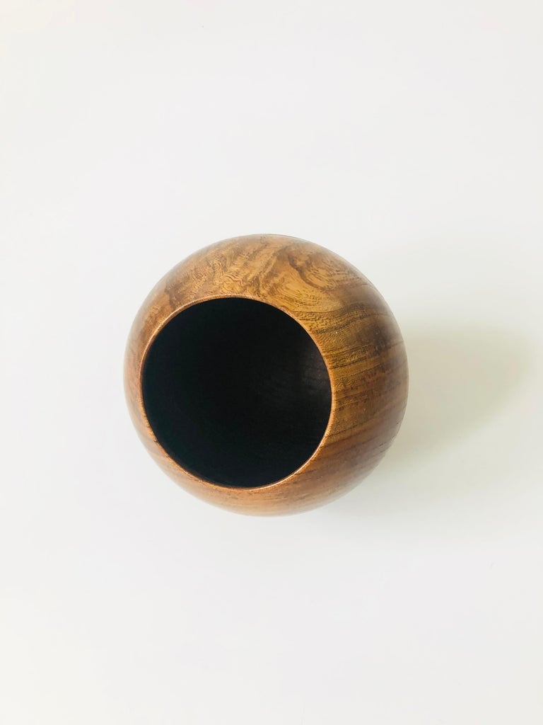 Mid-Century Modern Mid Century Wood Sphere Nut Bowl