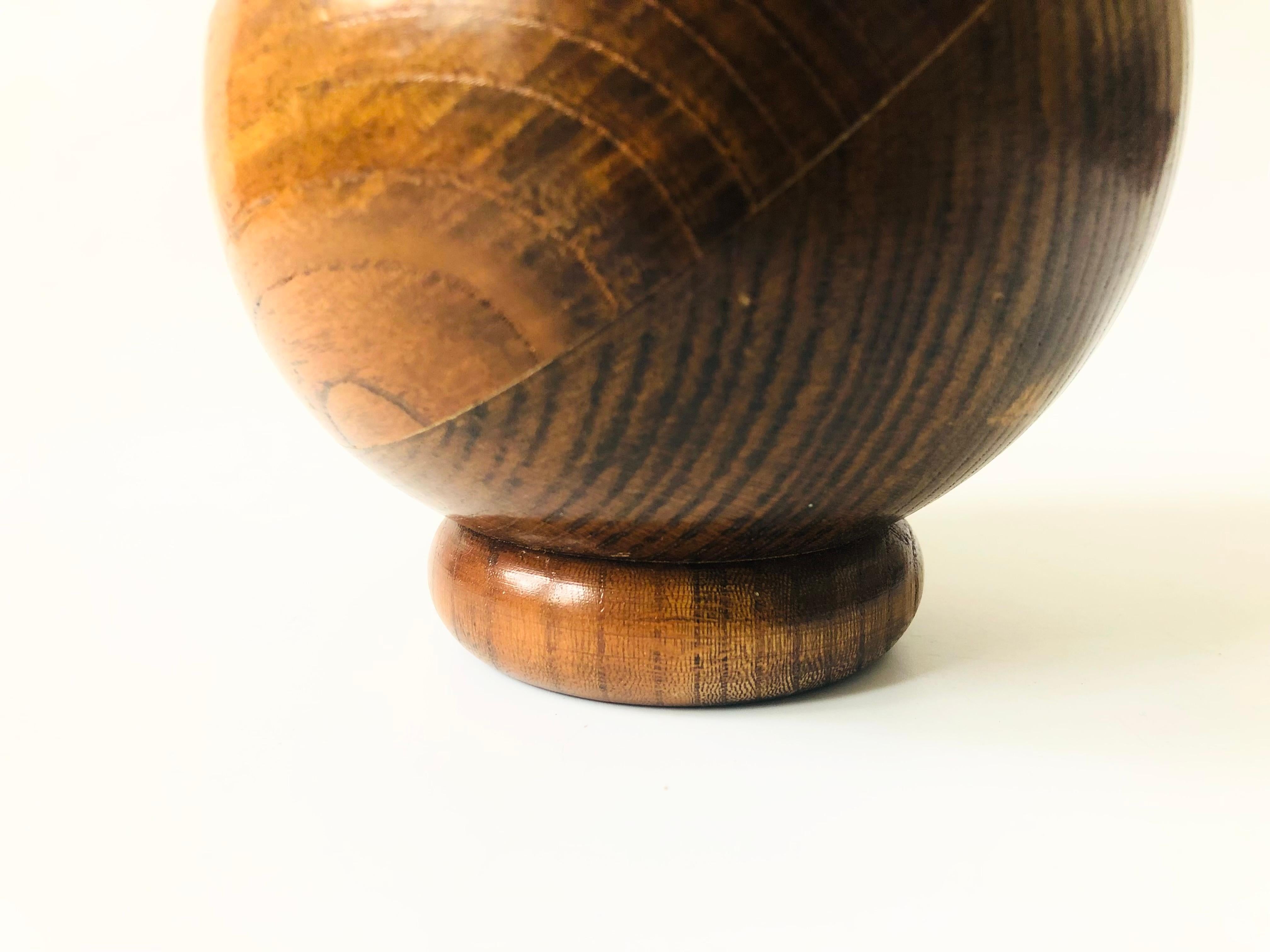 Mid Century Wood Sphere Nut Bowl In Good Condition In Vallejo, CA
