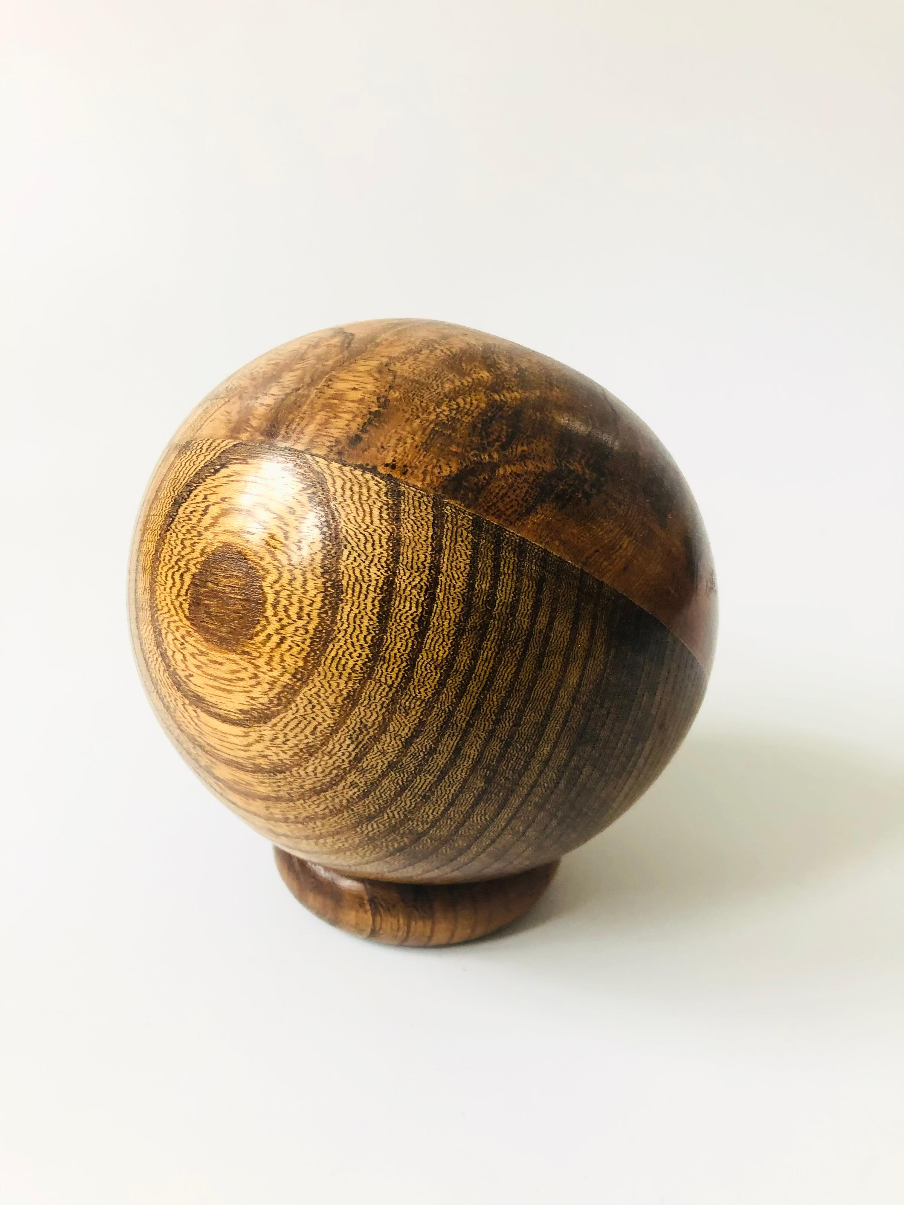 20th Century Mid Century Wood Sphere Nut Bowl
