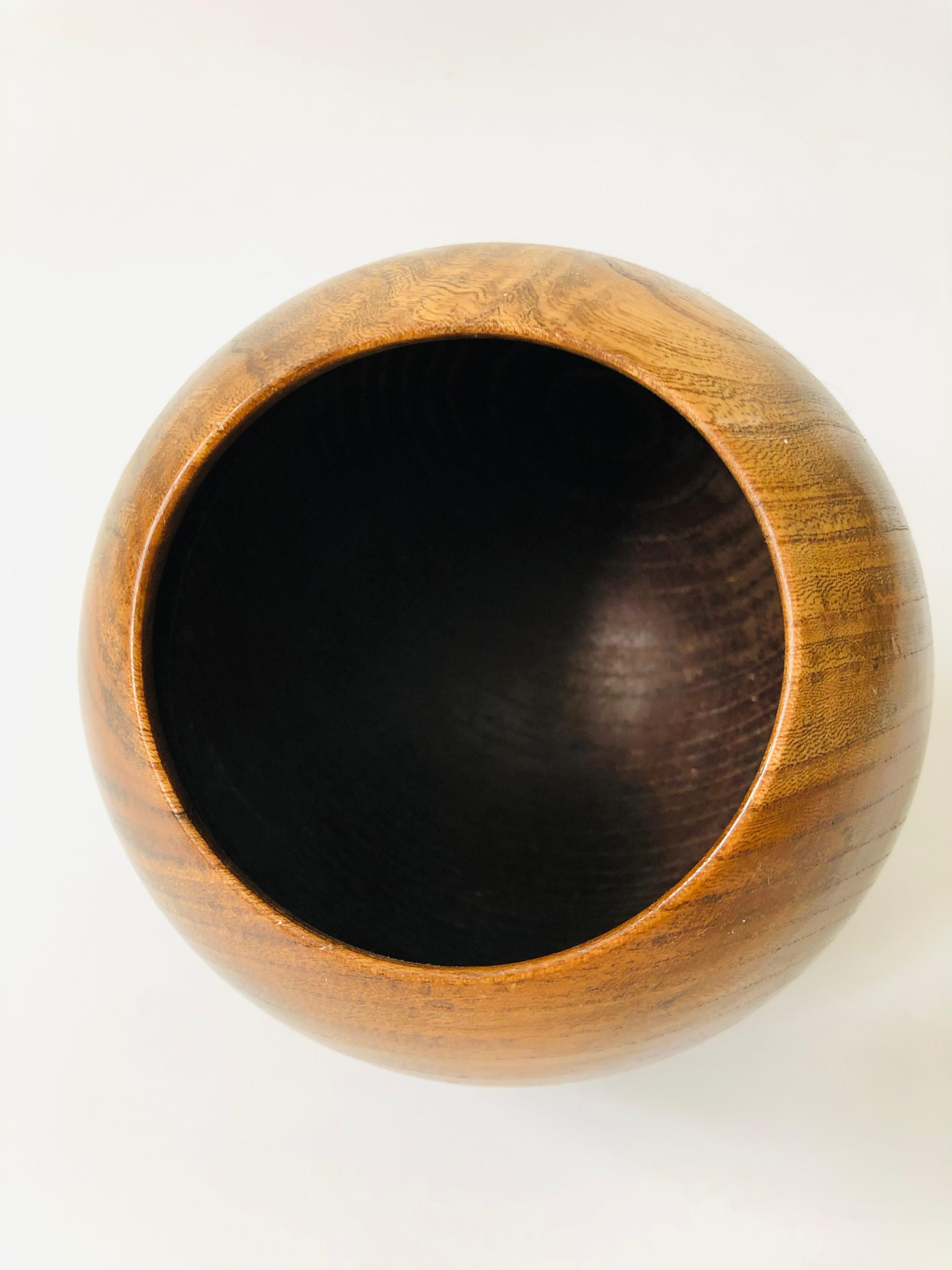 Mid Century Wood Sphere Nut Bowl 1