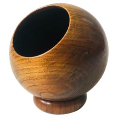 Vintage Mid Century Wood Sphere Nut Bowl