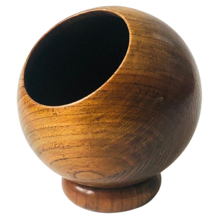 Mid Century Wood Sphere Nut Bowl