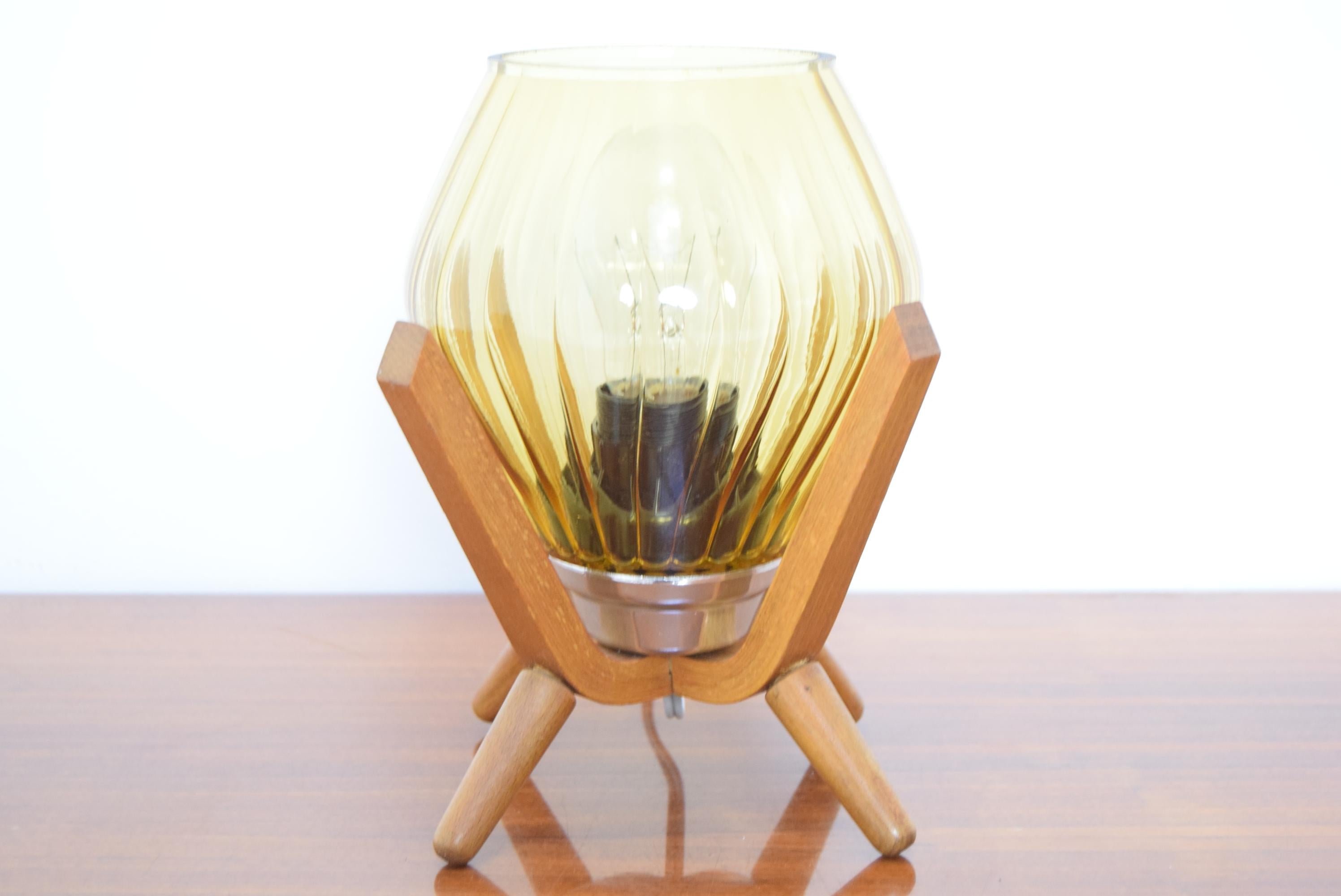 Mid-Century Modern Mid-Century Wood Table Lamp by Drevo Humpolec, 1970’s