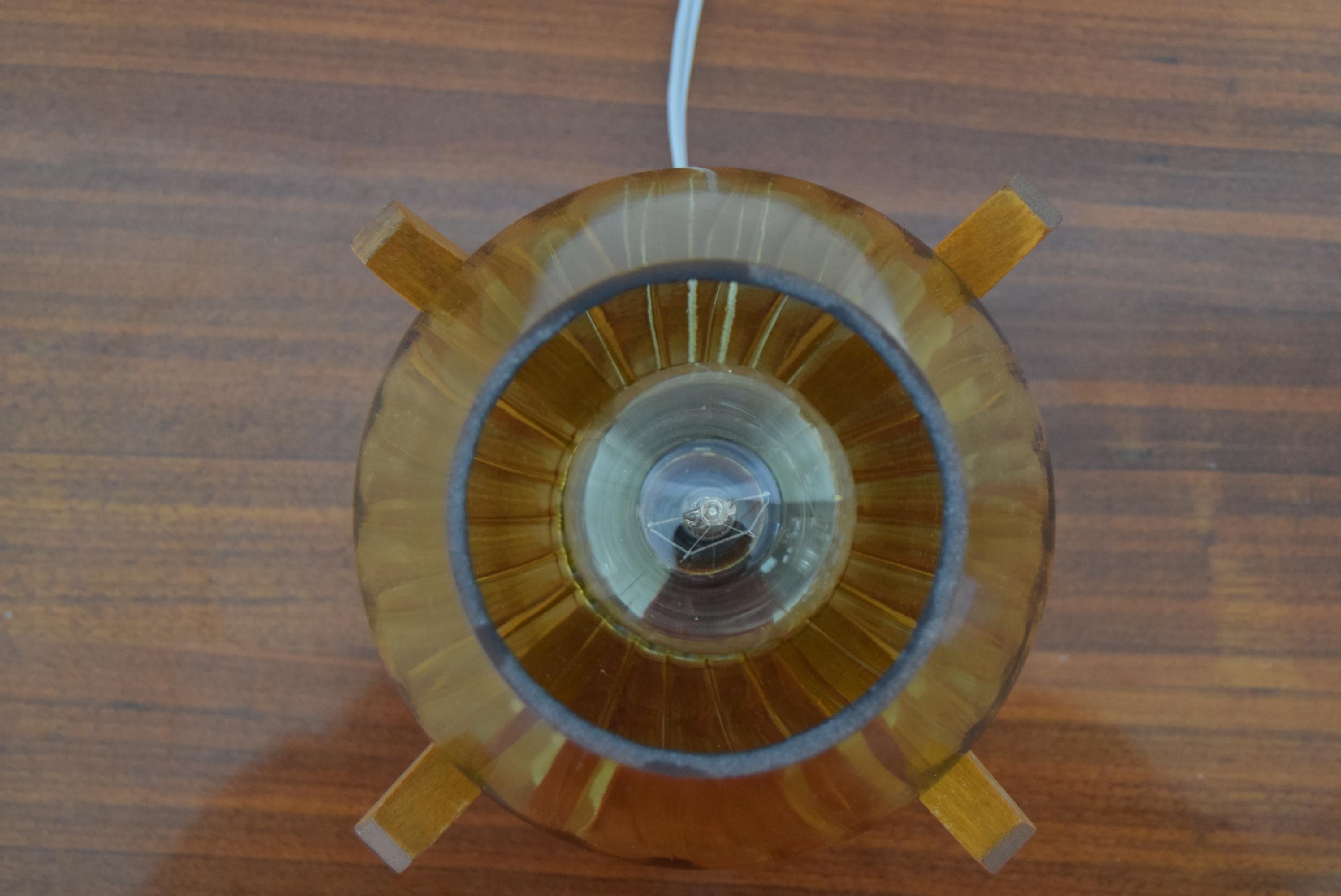 Glass Mid-Century Wood Table Lamp by Drevo Humpolec, 1970’s