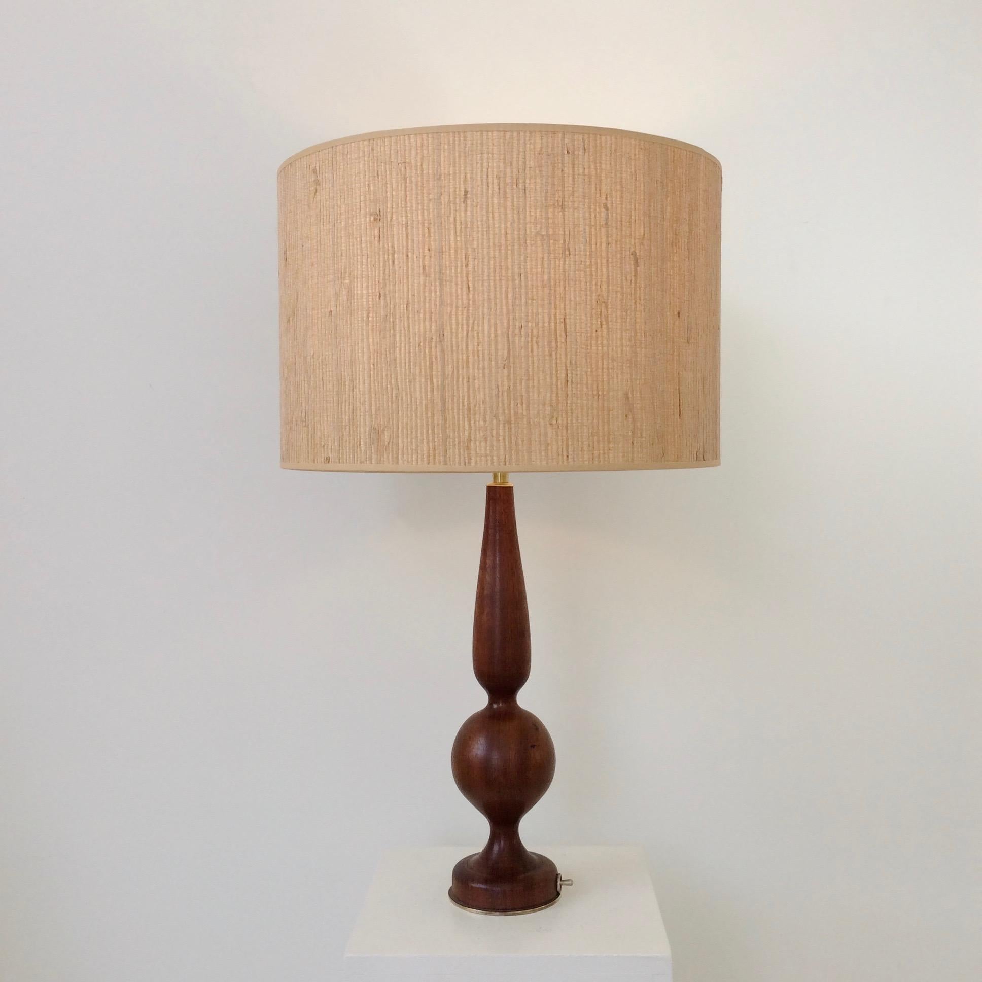 Italian Mid-Century Wood Table Lamp, circa 1970, Italy For Sale
