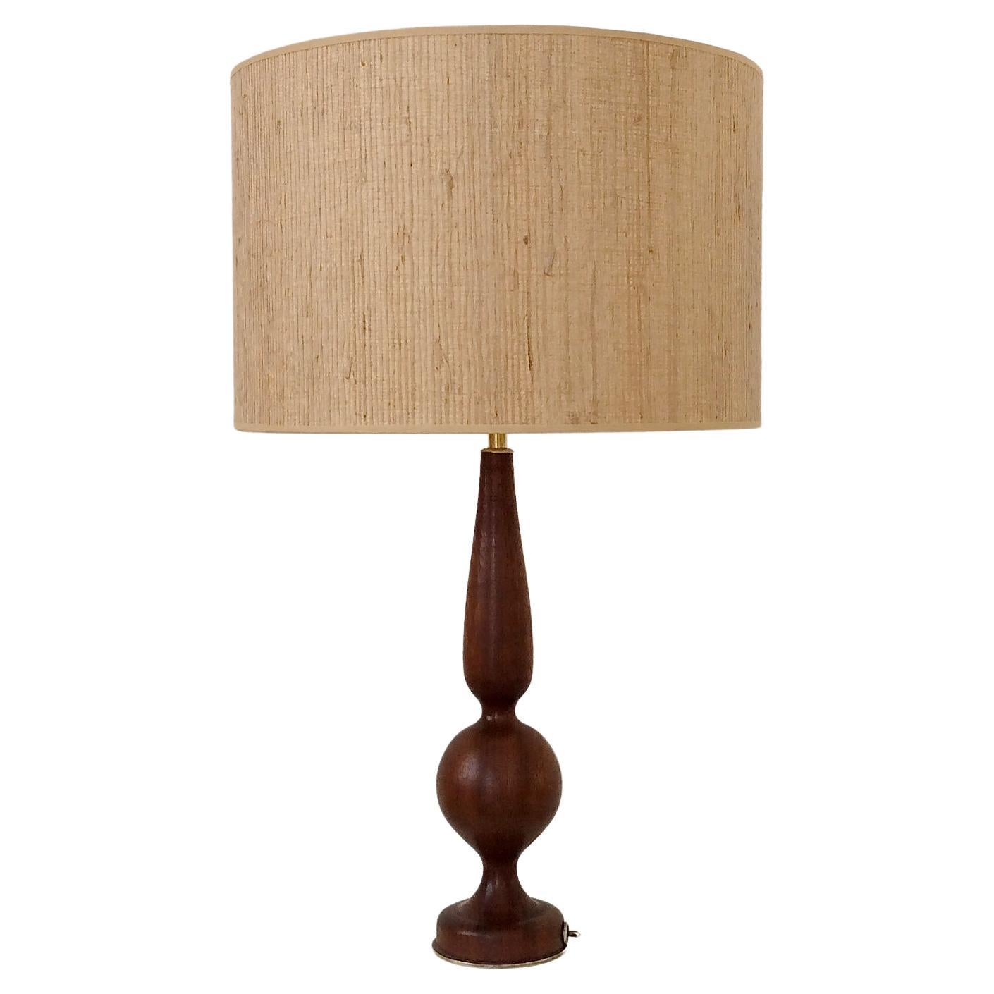 Lampe de table en Wood Wood du milieu du siècle, vers 1970, Italie