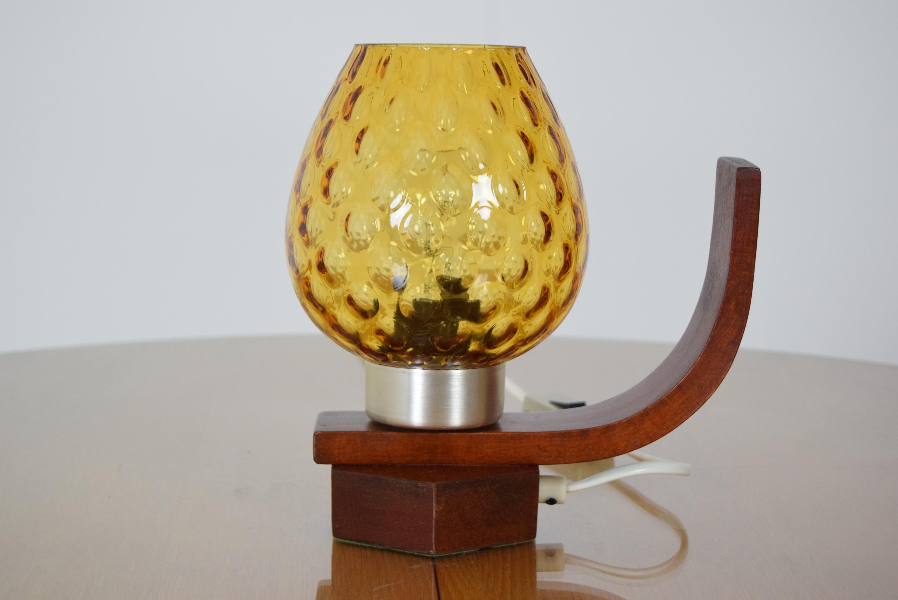 Made in Czechoslovakia
Made of wood, glass
1x E27 or E26 socket
Re-polished
Fully functional
Good original condition.