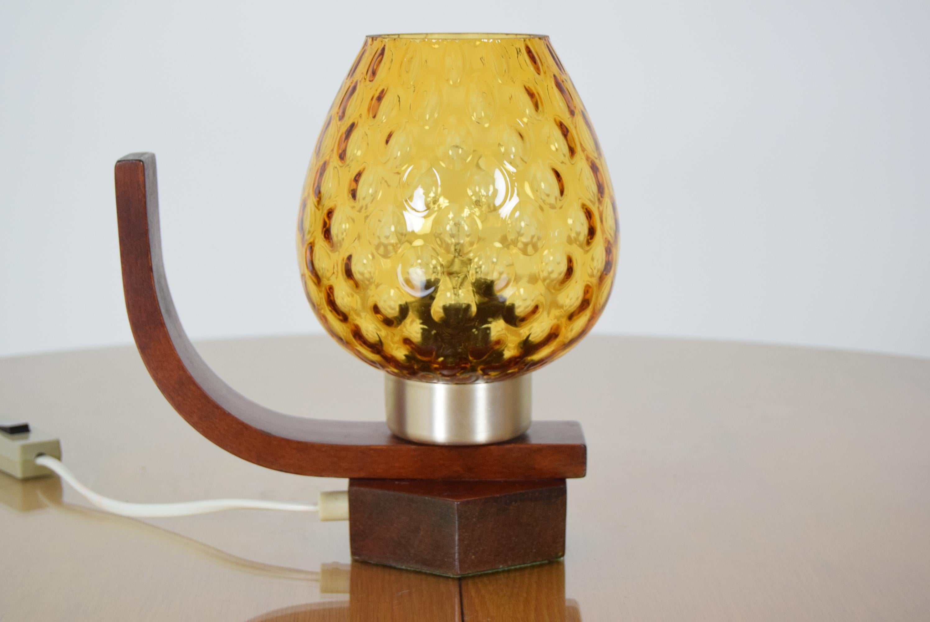 Czech Midcentury Wood Table Lamp/ Drevo Humpolec, 1960s For Sale