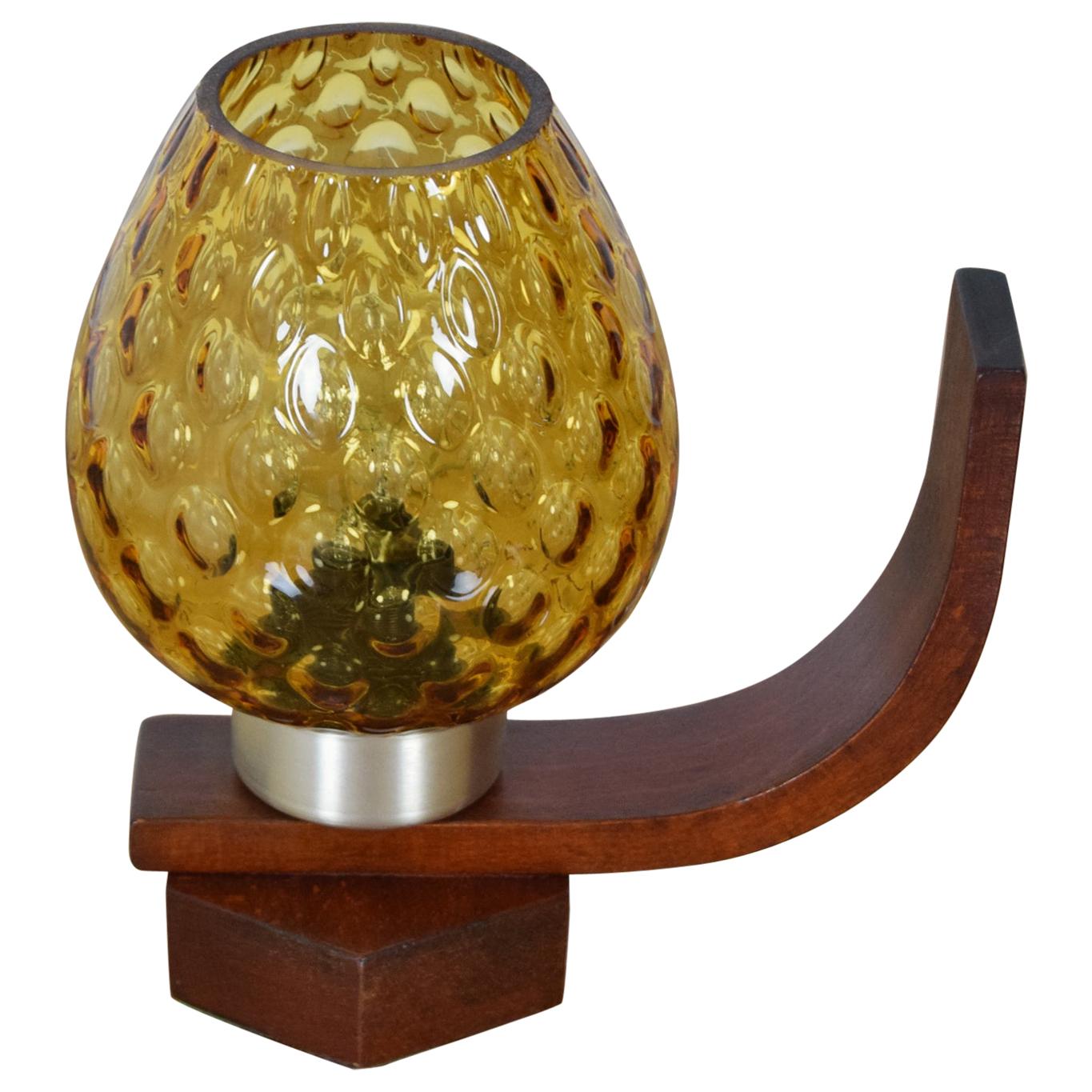 Midcentury Wood Table Lamp/ Drevo Humpolec, 1960s