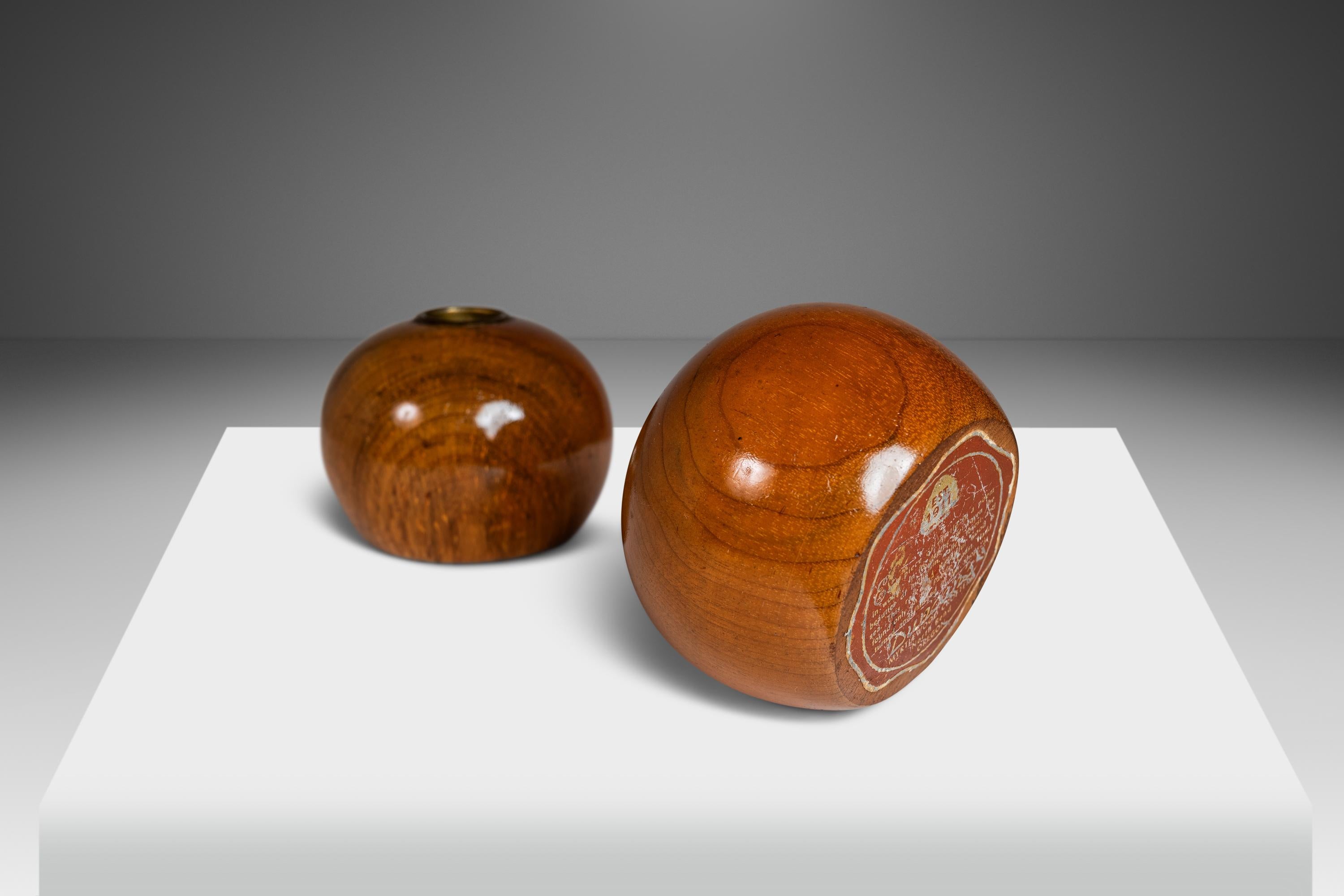 Mid-Century Wood-Turned Candle Stick Holders in Oregon Myrtlewood, USA, c. 1970s For Sale 1