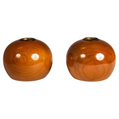 Vintage Mid-Century Wood-Turned Candle Stick Holders in Oregon Myrtlewood, USA, c. 1970s