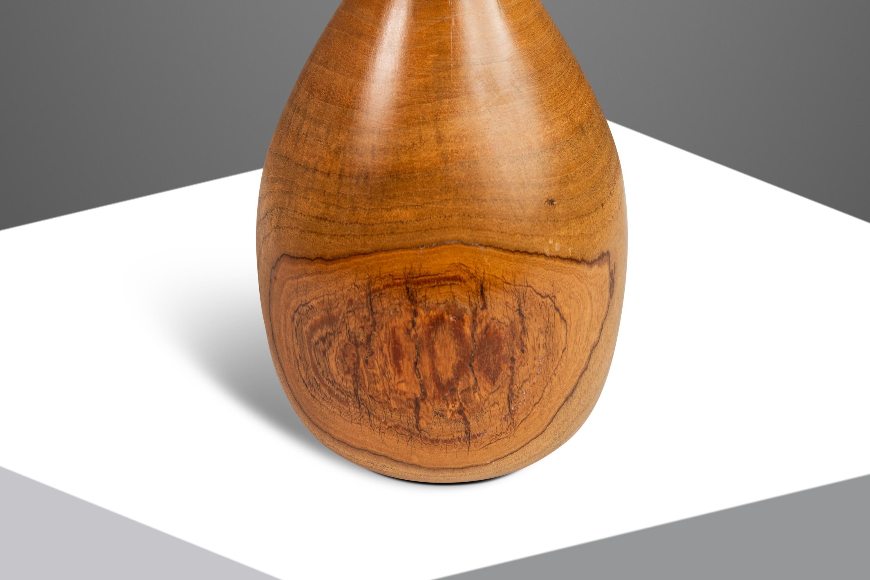 Mid-Century Wood-Turned Hand Sculpted Vase in Solid Teak & Burlwood, USA, 1970's For Sale 8