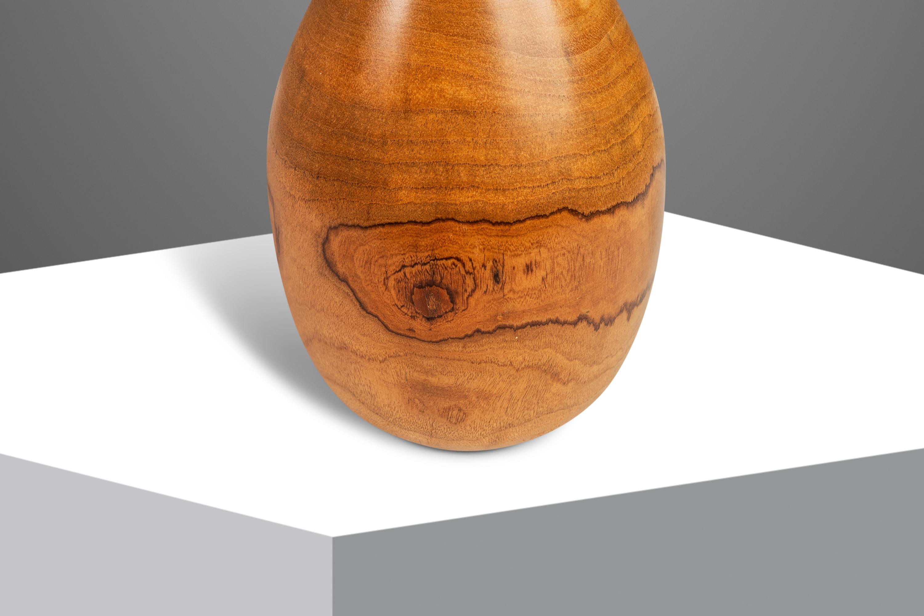 Mid-Century Wood-Turned Hand Sculpted Vase in Solid Teak & Burlwood, USA, 1970's For Sale 9
