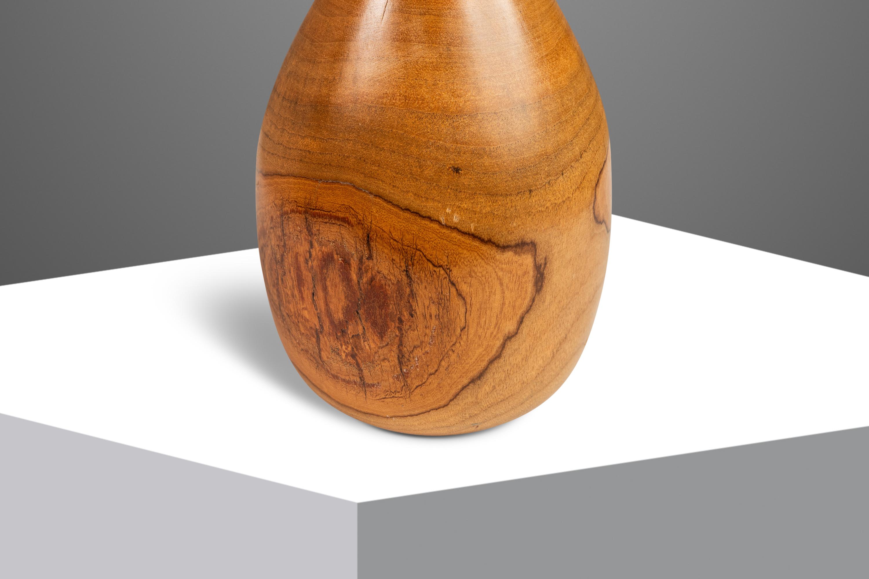 Mid-Century Wood-Turned Hand Sculpted Vase in Solid Teak & Burlwood, USA, 1970's For Sale 10