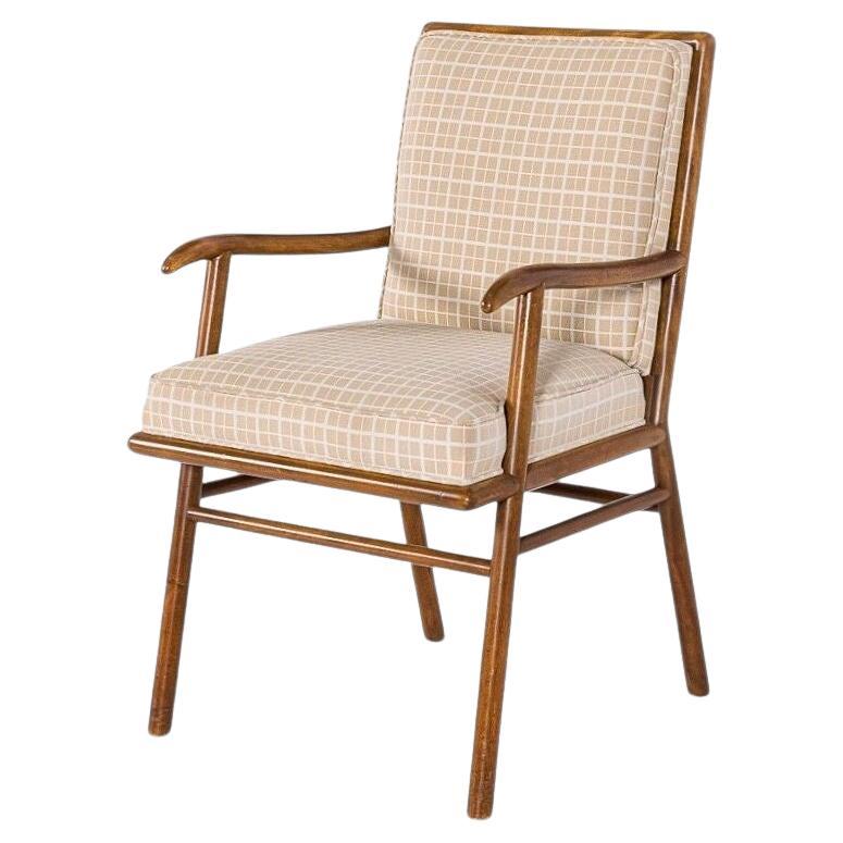 Poltrona in legno e tappezzeria del Mid Century di Robsjohn-Gibbings per Widdicomb in vendita