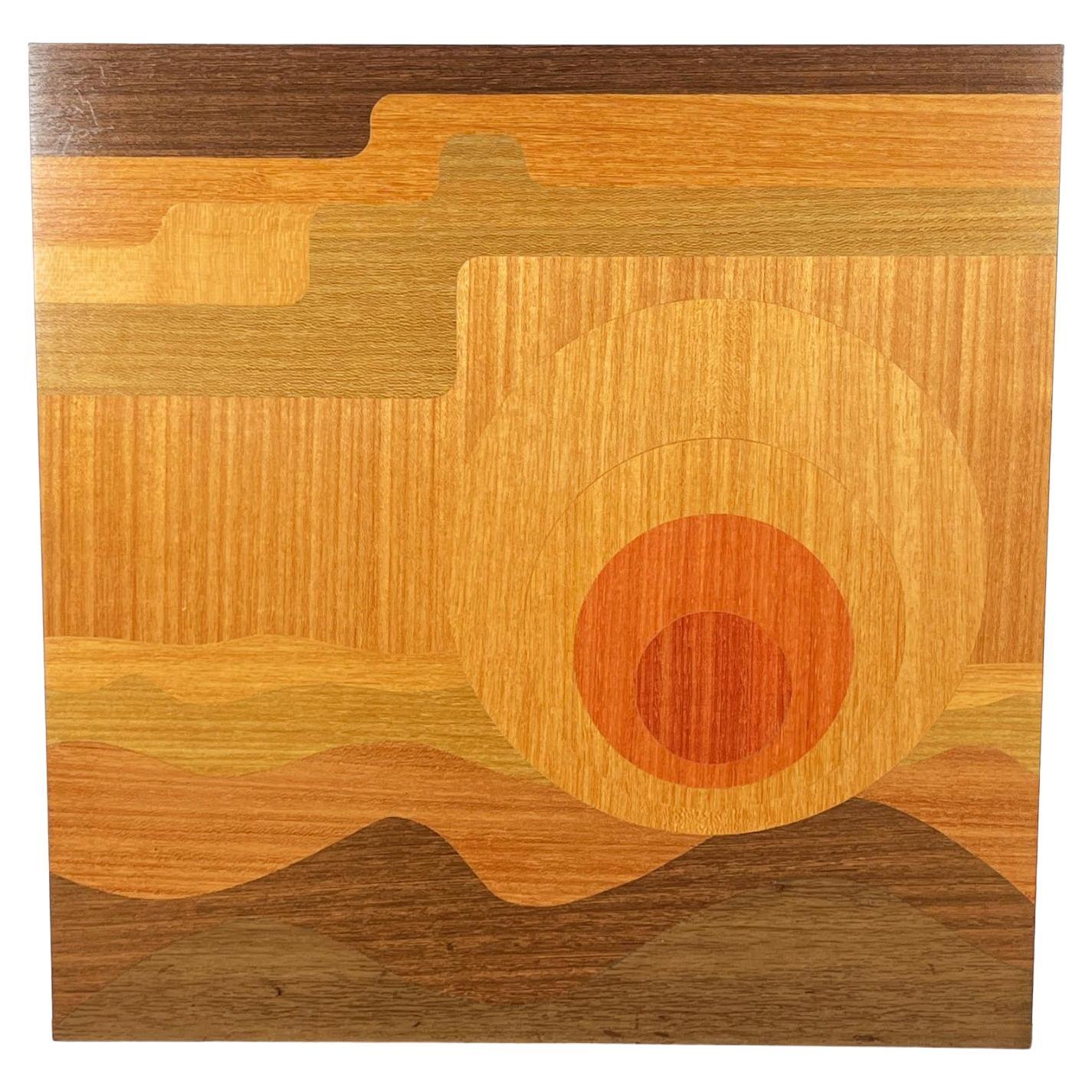 Quadro da parete intarsiato in legno impiallacciato del Mid-Century, anni '60