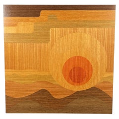 Quadro da parete intarsiato in legno impiallacciato del Mid-Century, anni '60