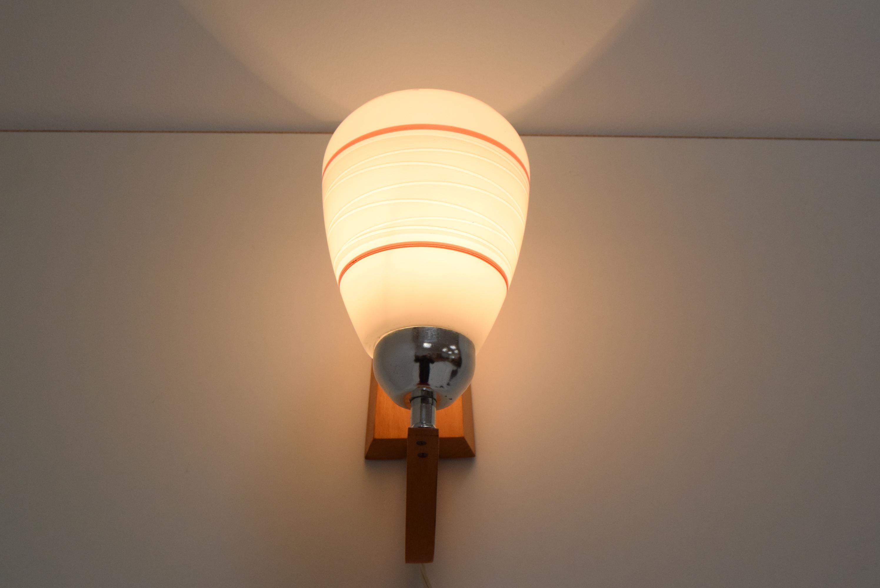 Mid-Century Modern Mid-Century Wood Wall Lamp by Drevo Humpolec, 1970‘s For Sale