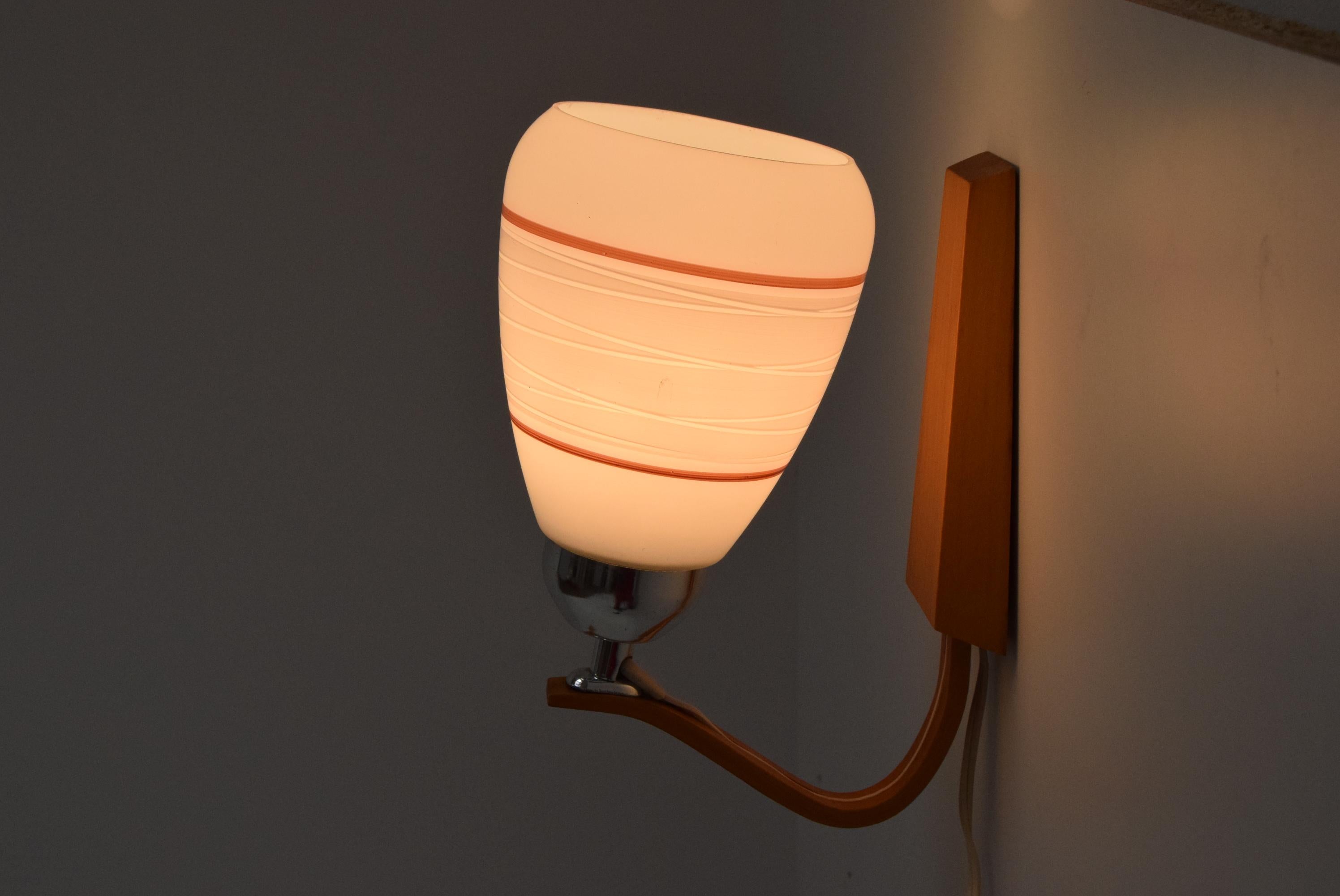 Mid-Century Wood Wall Lamp by Drevo Humpolec, 1970‘s For Sale 2