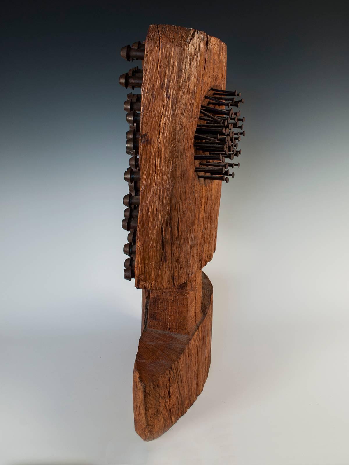 American Midcentury Wood, Stud and Nail Brutalist Sculpture by an Unknown Artist
