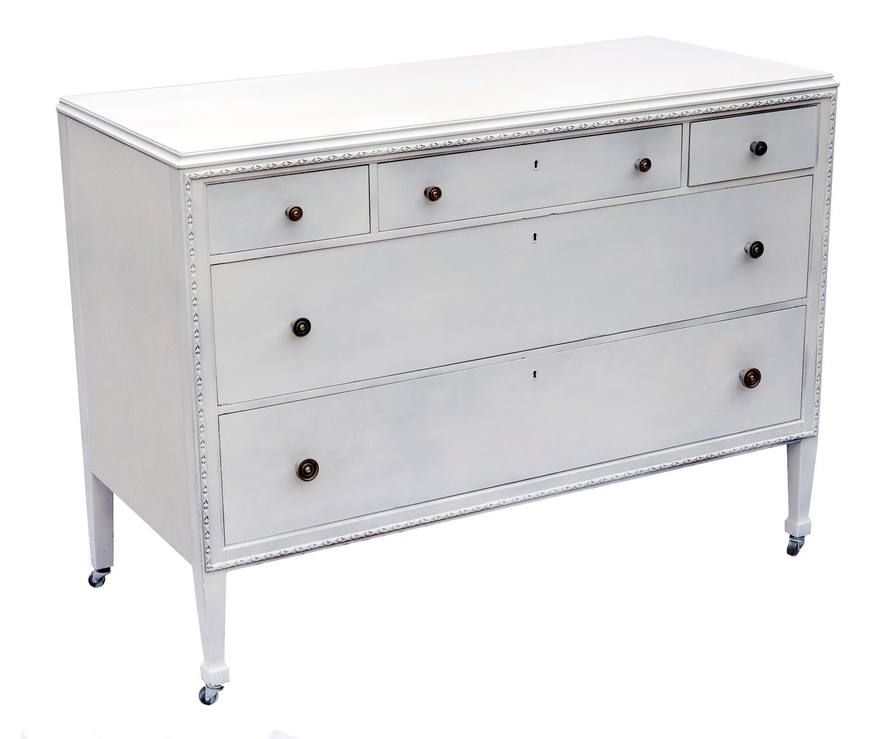 Mid-Century Modern Midcentury Woodard Dresser in White Chest with 5 Drawers