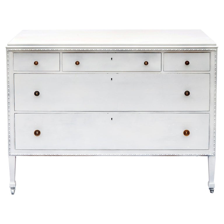 Mid Century Woodard Chest Of Drawers in White Chest with 5 Drawers For