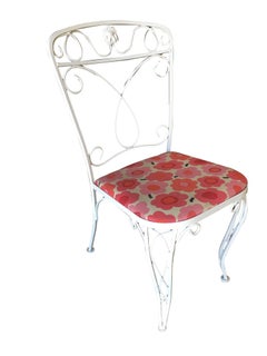 Mid-century Woodard Glass Top Wrought Iron Scroll Pattern Patio Outdoor Set