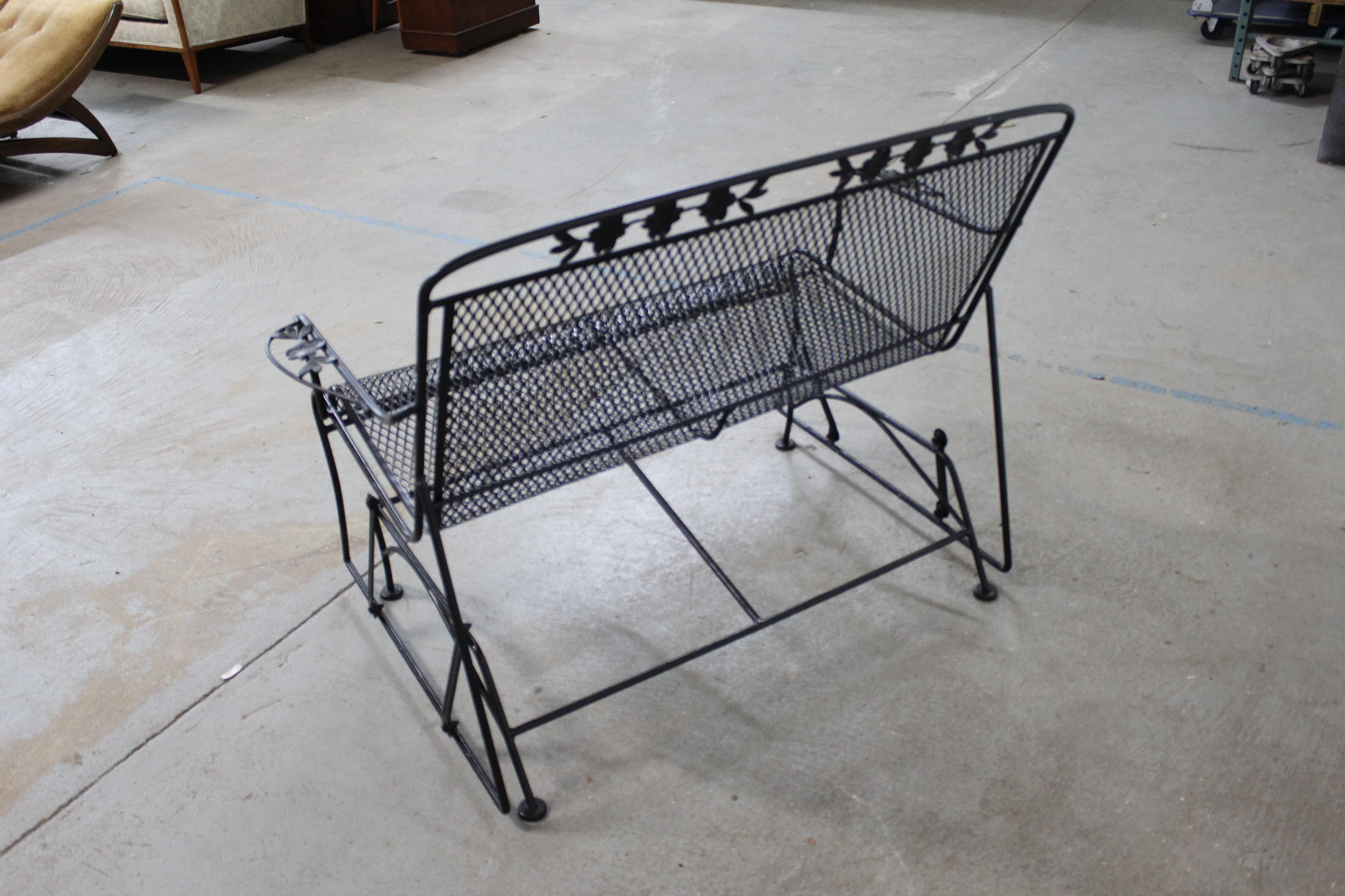 American Mid-Century Woodard Iron Outdoor Glider Bench