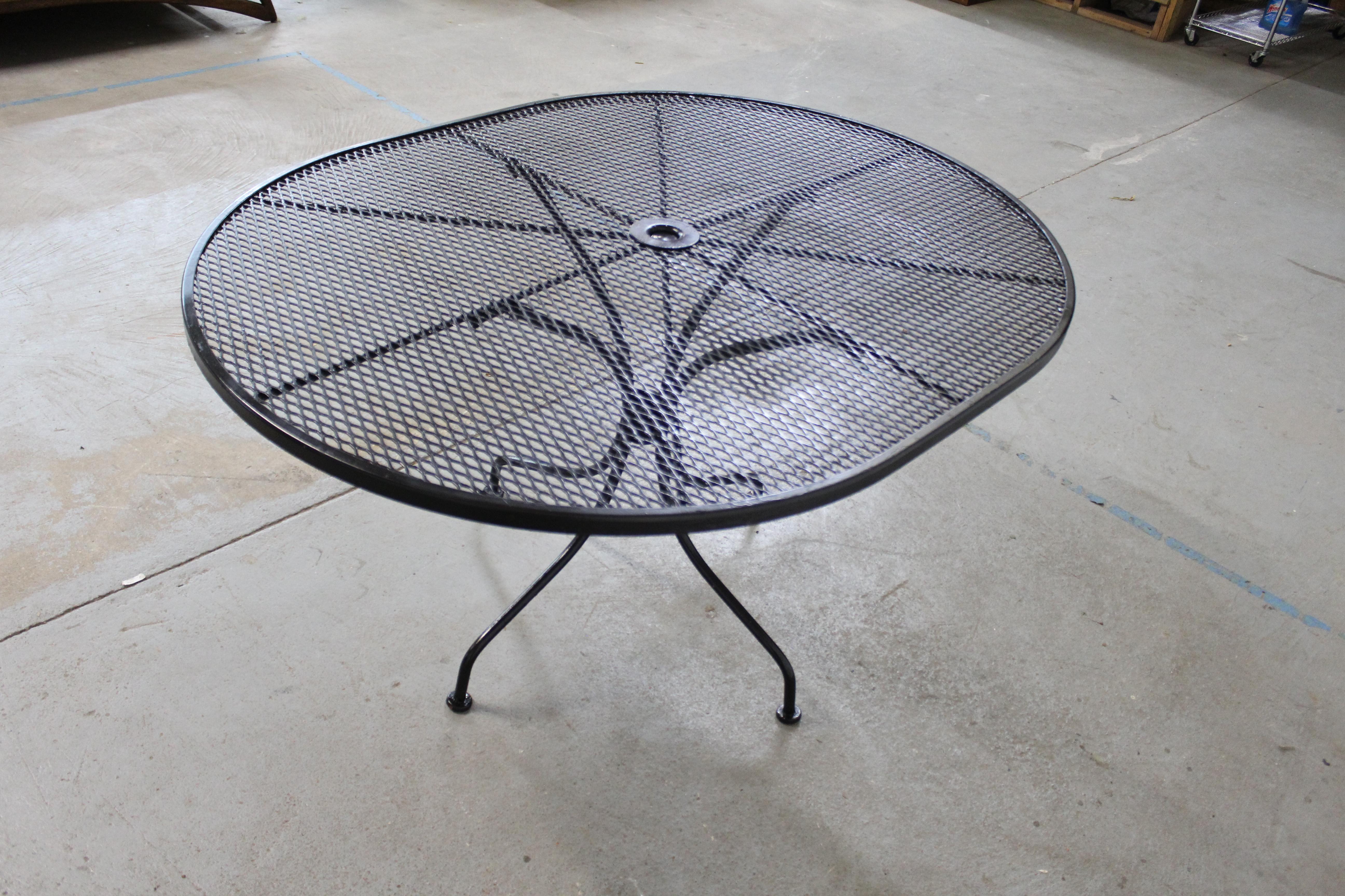 20th Century Mid-Century Woodard Oval Outdoor Iron Dining Table