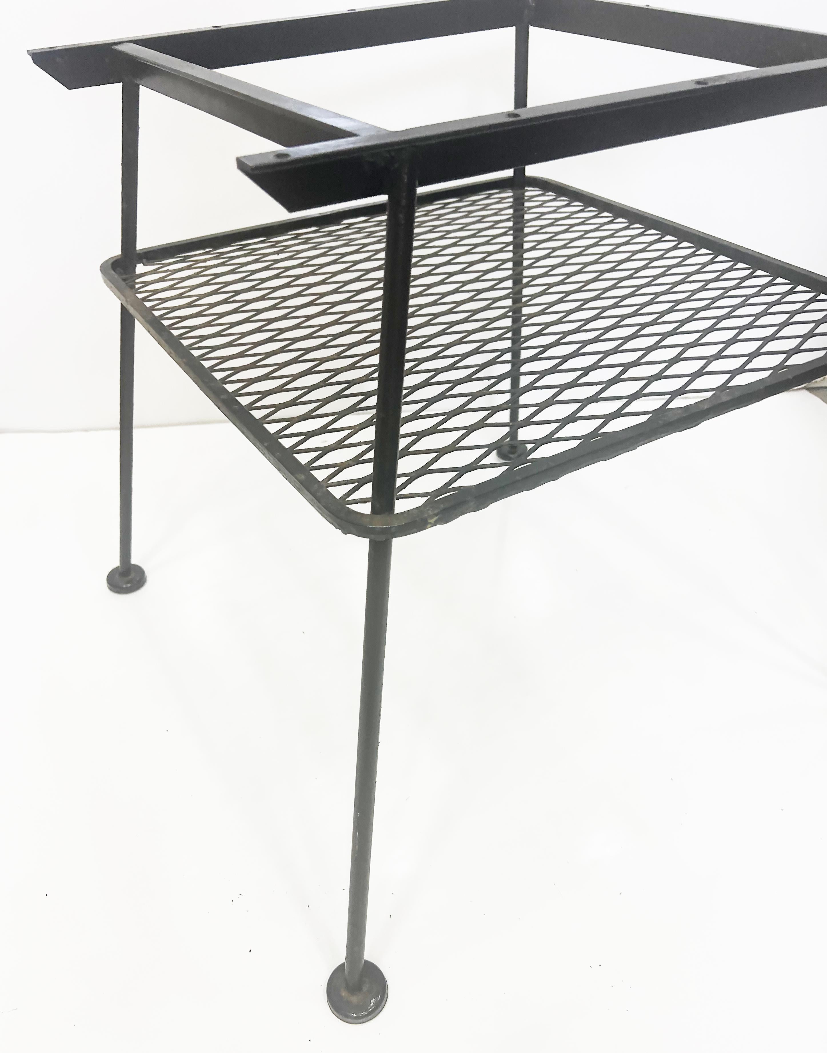 Mid-century Woodard Sculptura Iron Garden Table with Marble Top Added In Good Condition For Sale In Miami, FL