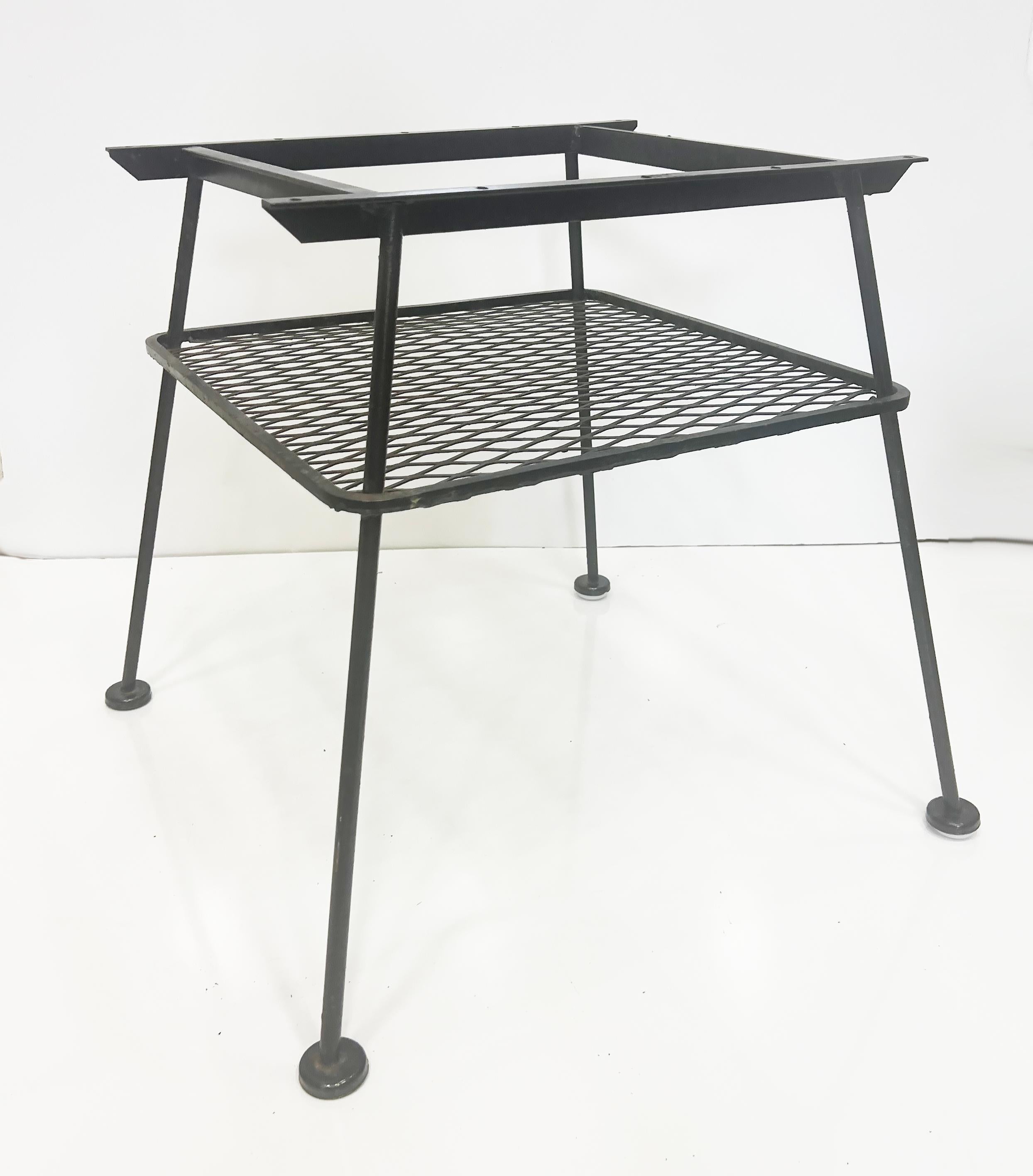 20th Century Mid-century Woodard Sculptura Iron Garden Table with Marble Top Added For Sale