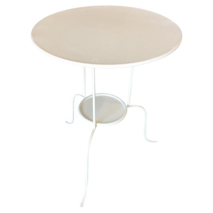 Restored Midcentury Woodard TwoTier Glass Top Iron Outdoor/Patio Side Table For Sale at 1stDibs