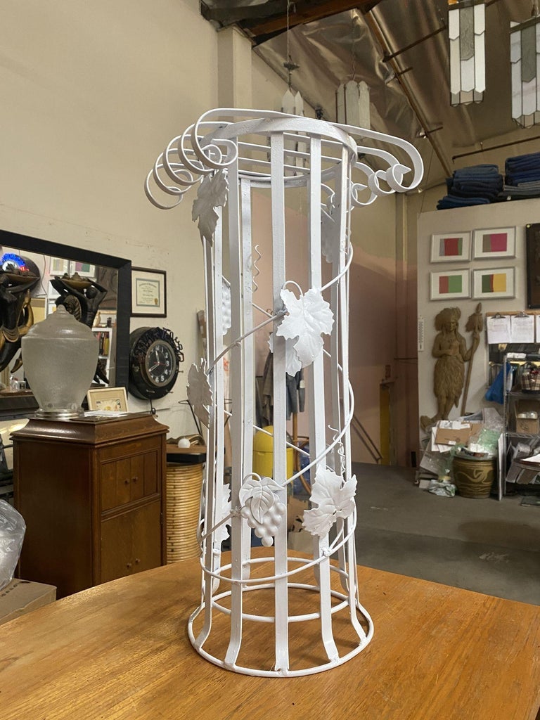 Mid Century Woodard Style Steel Strip Roman Column Plant Stand For Sale