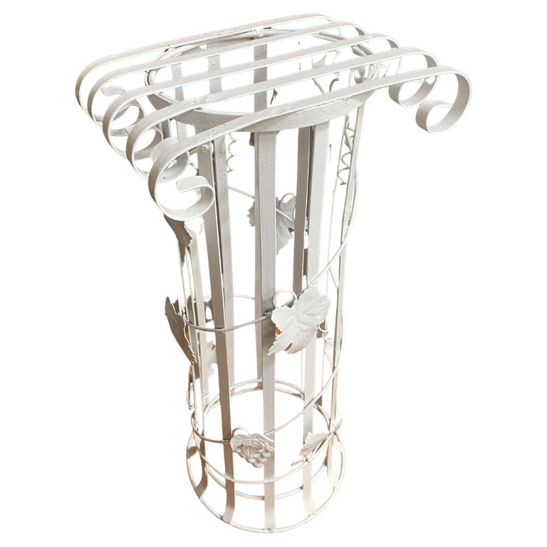 Mid Century Woodard Style Steel Strip Roman Column Plant Stand For Sale