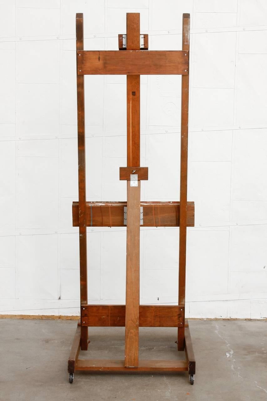Américain Chevalet d'atelier réglable pour peintres en bois du milieu du siècle dernier