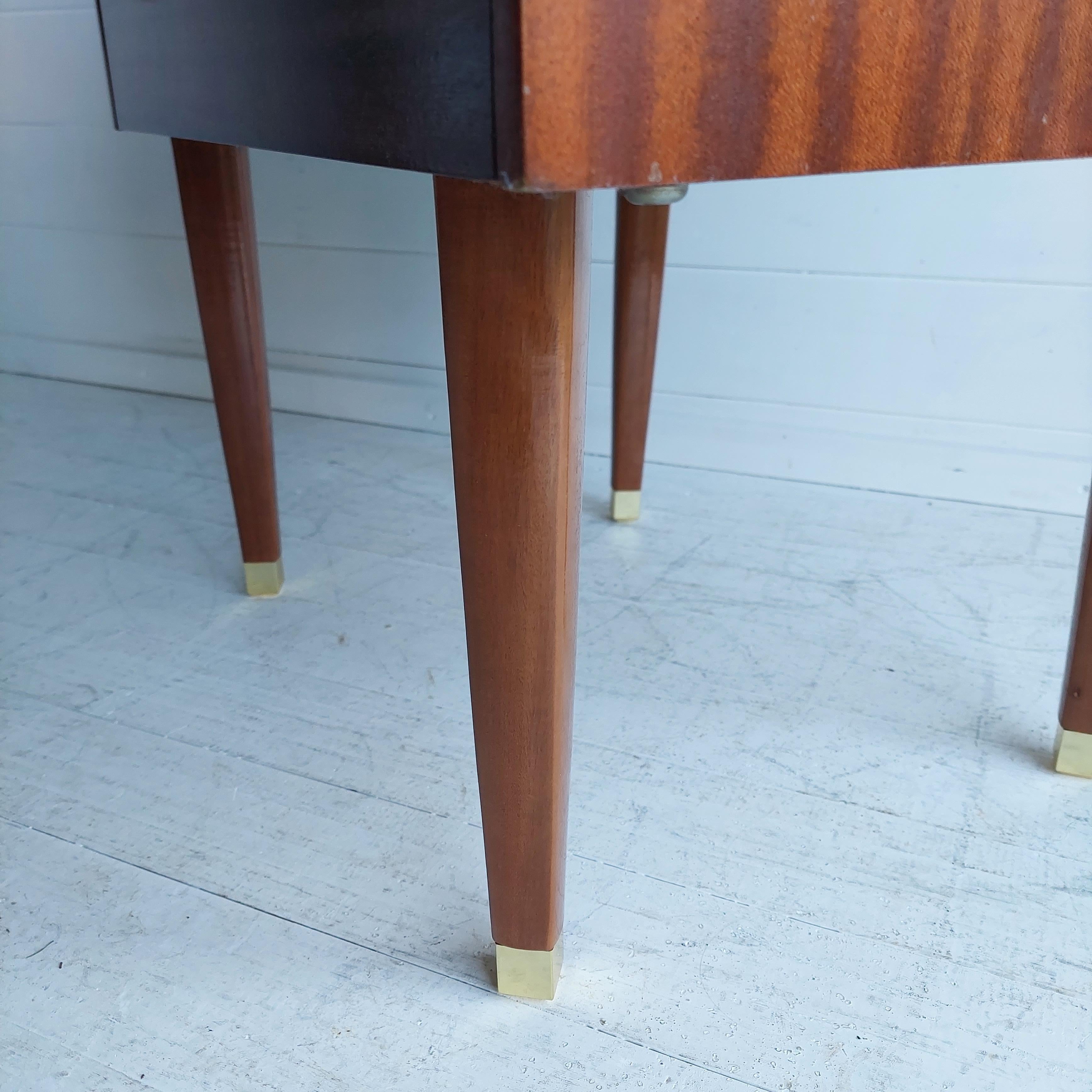Mid-Century Wooden and Brass Bedside Table Retro Nightstand, Side Table 3