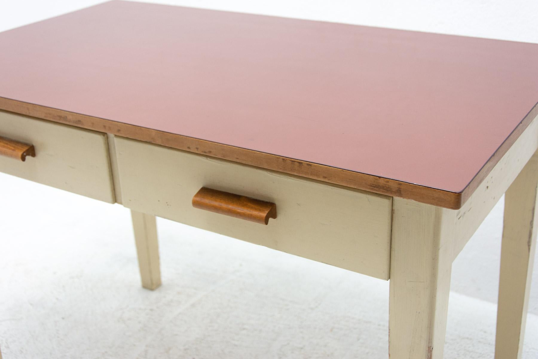 Mid Century Wooden and Formica Central Table, Czechoslovakia, 1950's 7