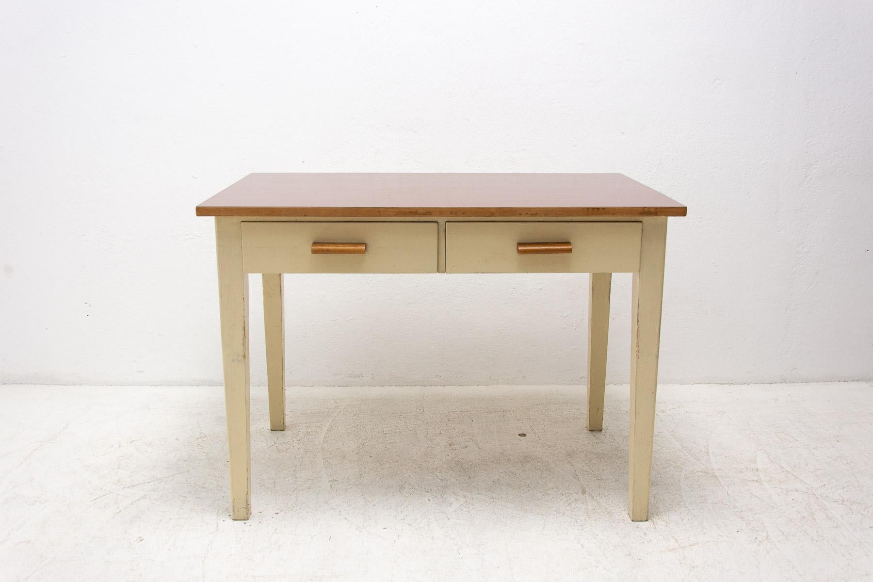Mid Century Wooden and Formica Central Table, Czechoslovakia, 1950's 10