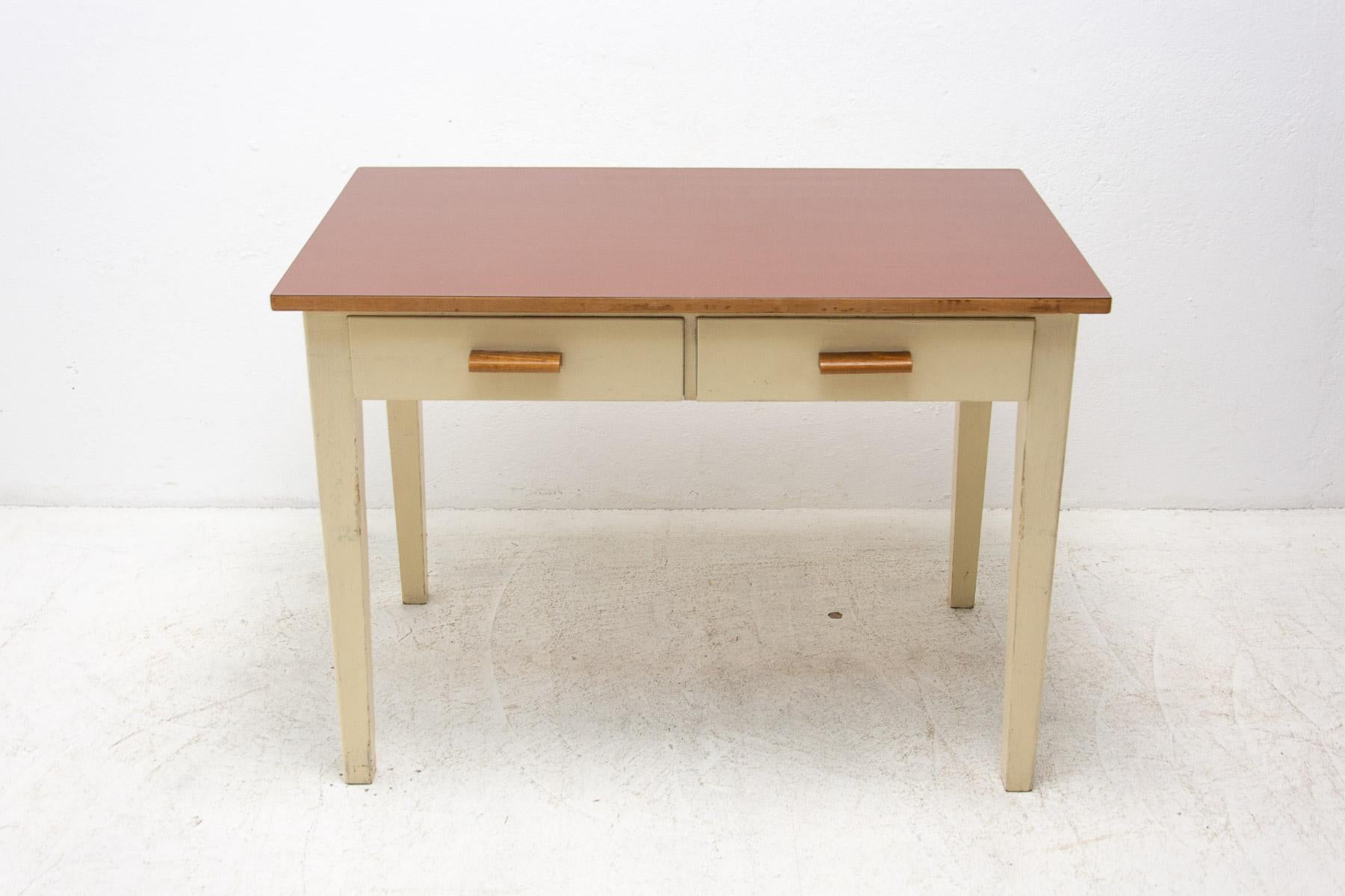 Mid Century Wooden and Formica Central Table, Czechoslovakia, 1950's 11