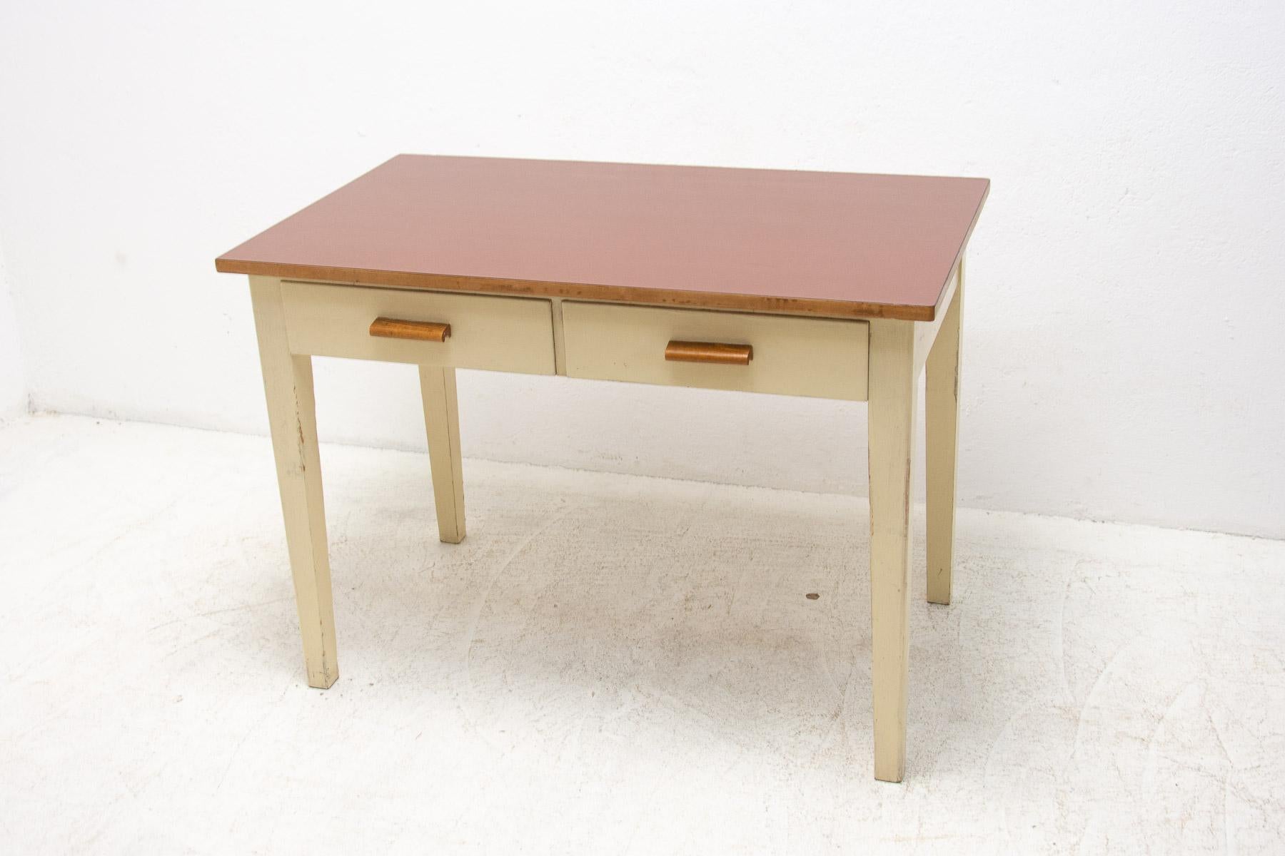 Mid Century Wooden and Formica Central Table, Czechoslovakia, 1950's 12
