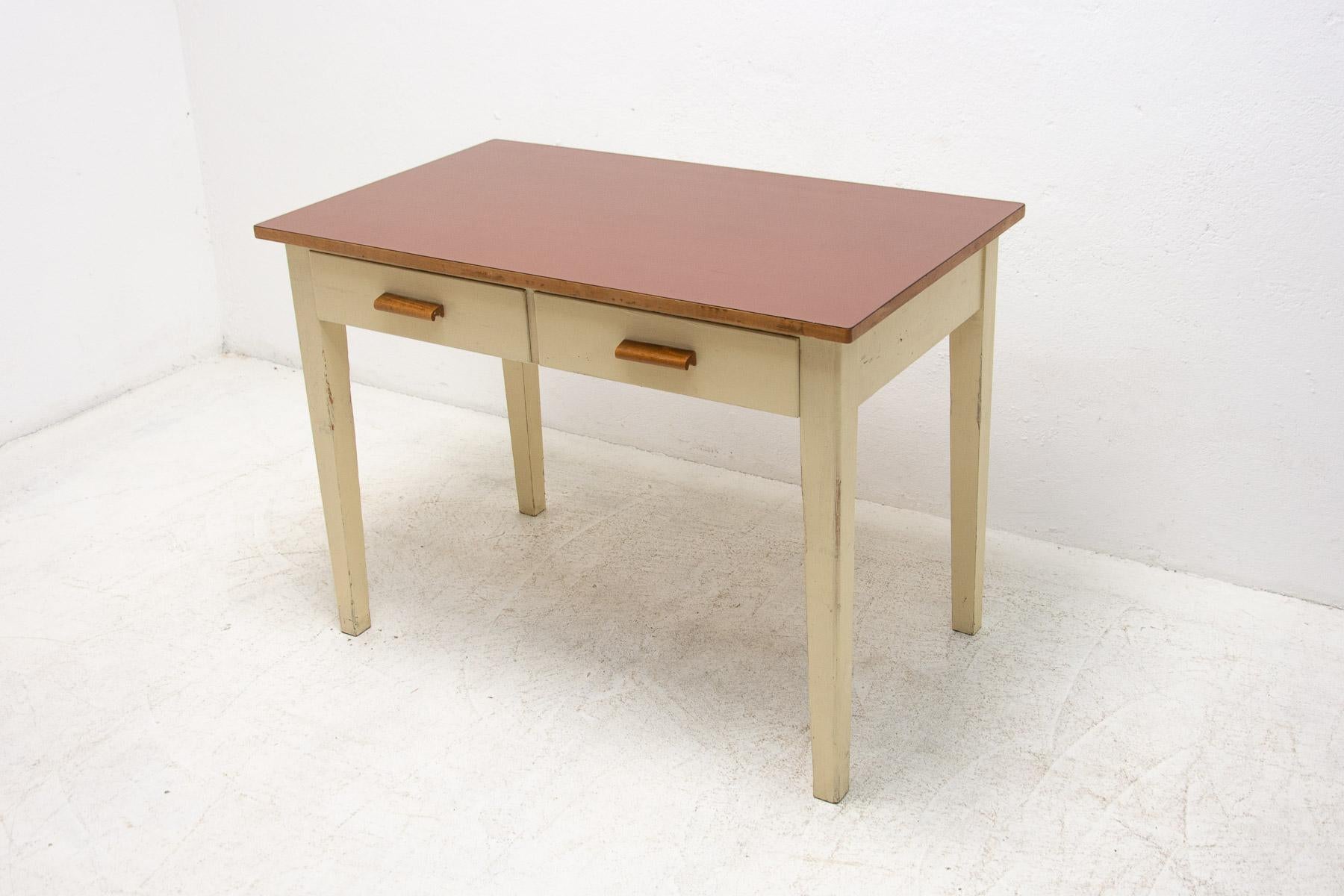 Mid Century Wooden and Formica Central Table, Czechoslovakia, 1950's 13