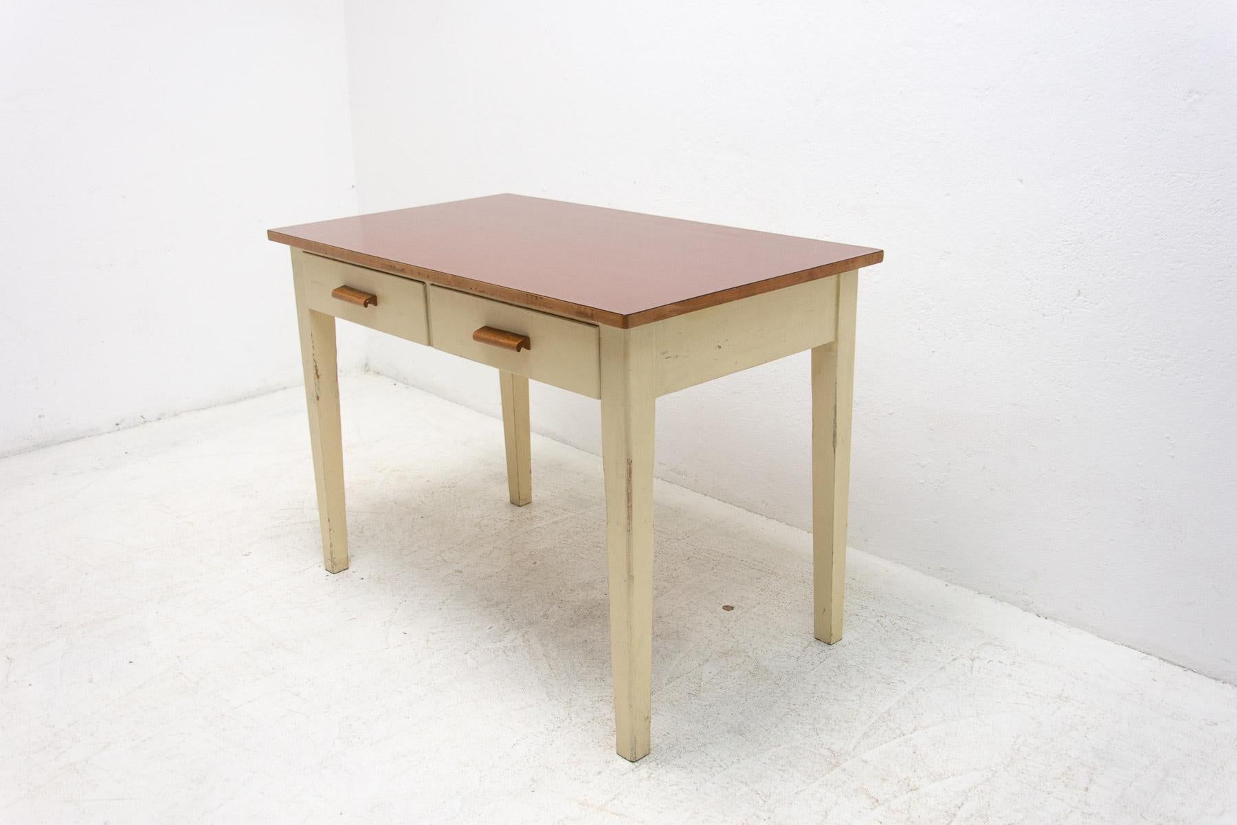 Mid-Century Modern Mid Century Wooden and Formica Central Table, Czechoslovakia, 1950's