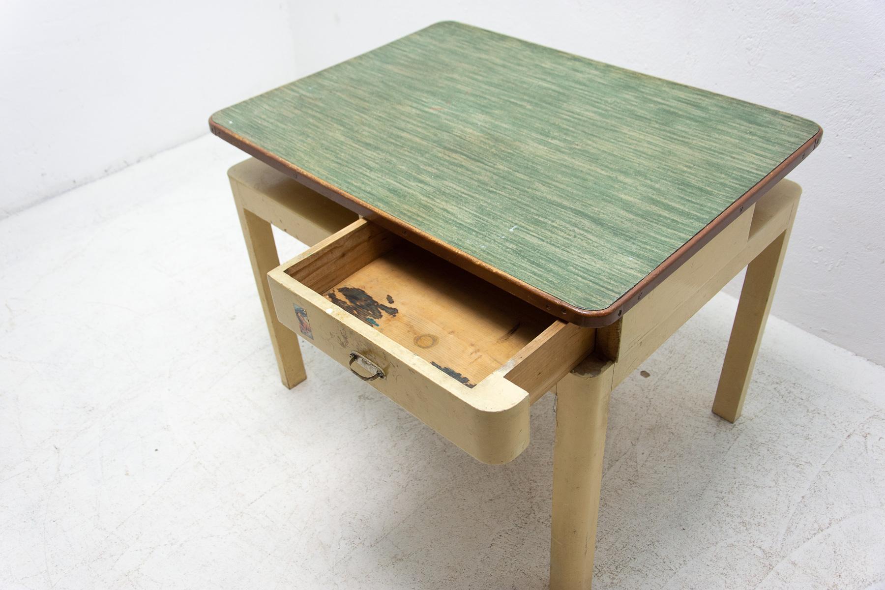 Mid-Century Modern Mid Century Wooden and Formica Central Table, Czechoslovakia, 1950s For Sale