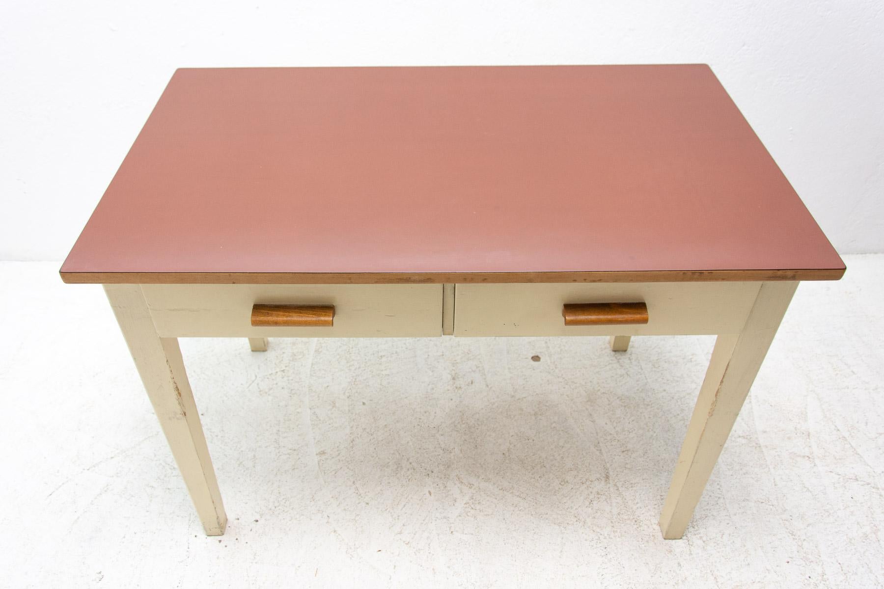 Mid Century Wooden and Formica Central Table, Czechoslovakia, 1950's 1