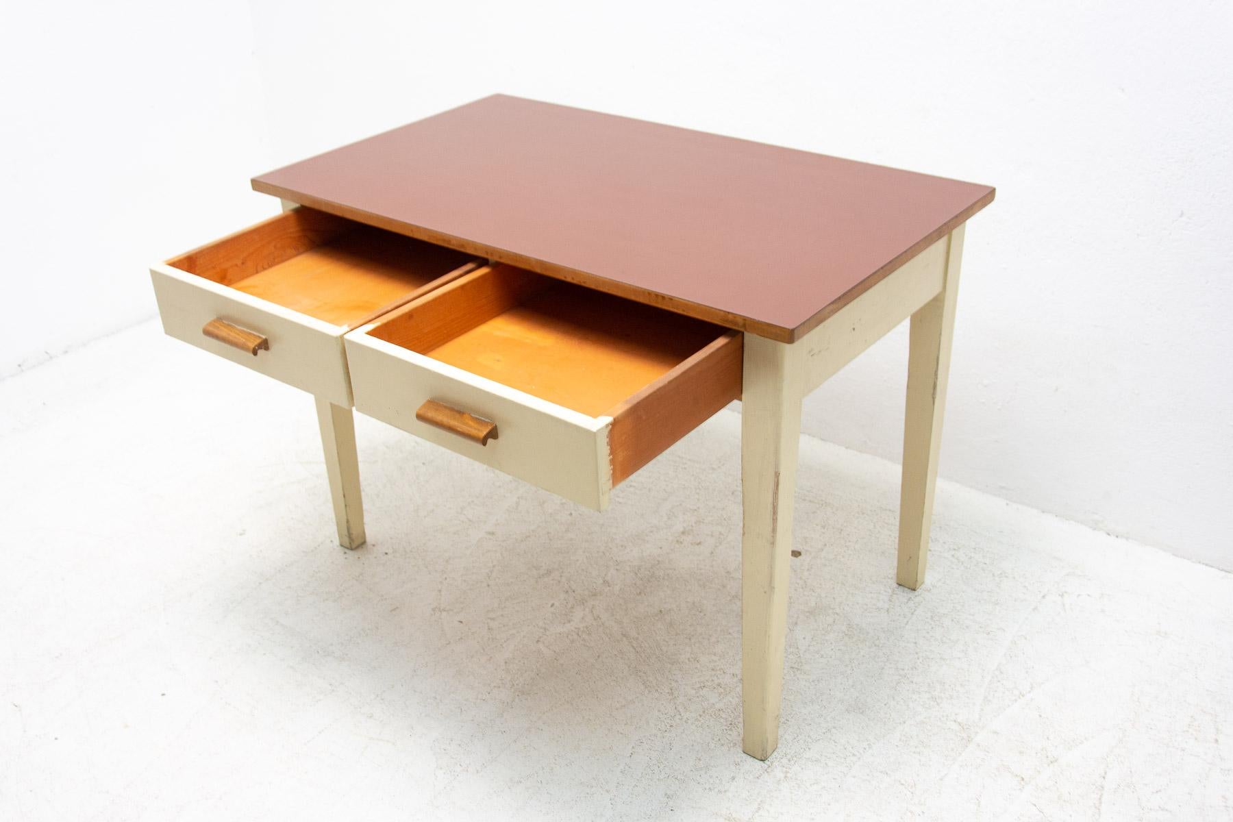 Mid Century Wooden and Formica Central Table, Czechoslovakia, 1950's 3