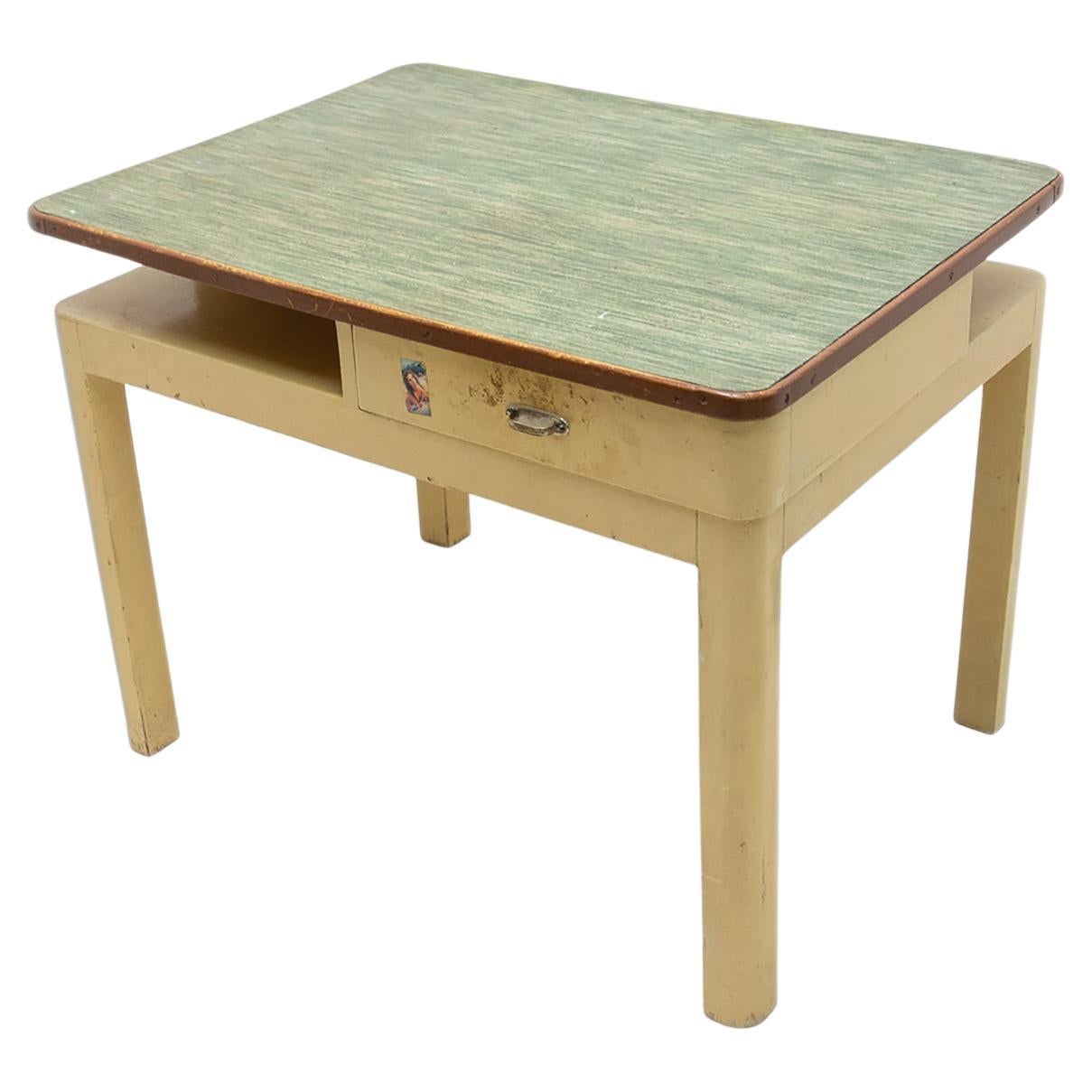 Mid Century Wooden and Formica Central Table, Czechoslovakia, 1950s For Sale