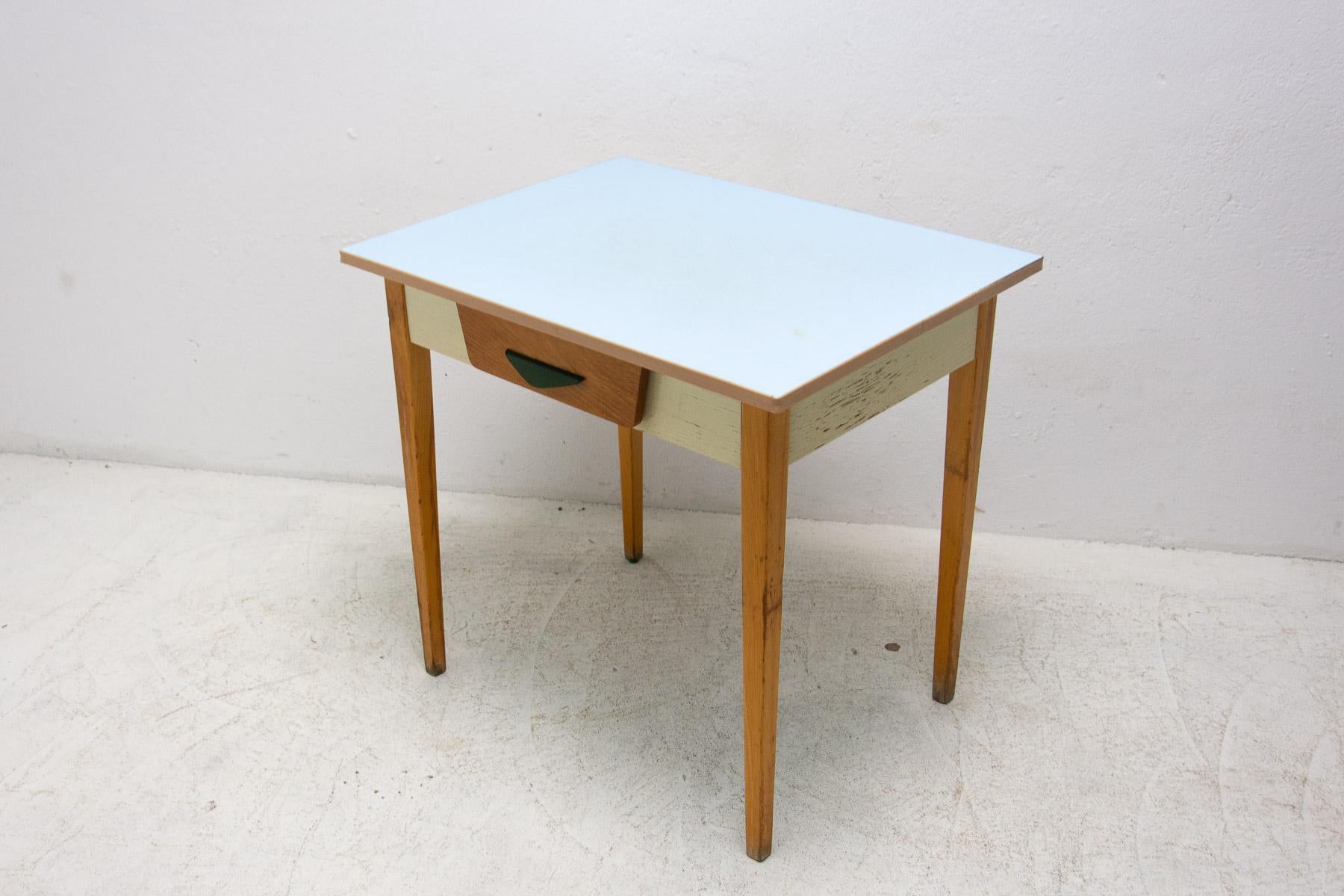 Mid-Century Modern Mid Century Wooden and Formica Central Table, Czechoslovakia, 1960's For Sale