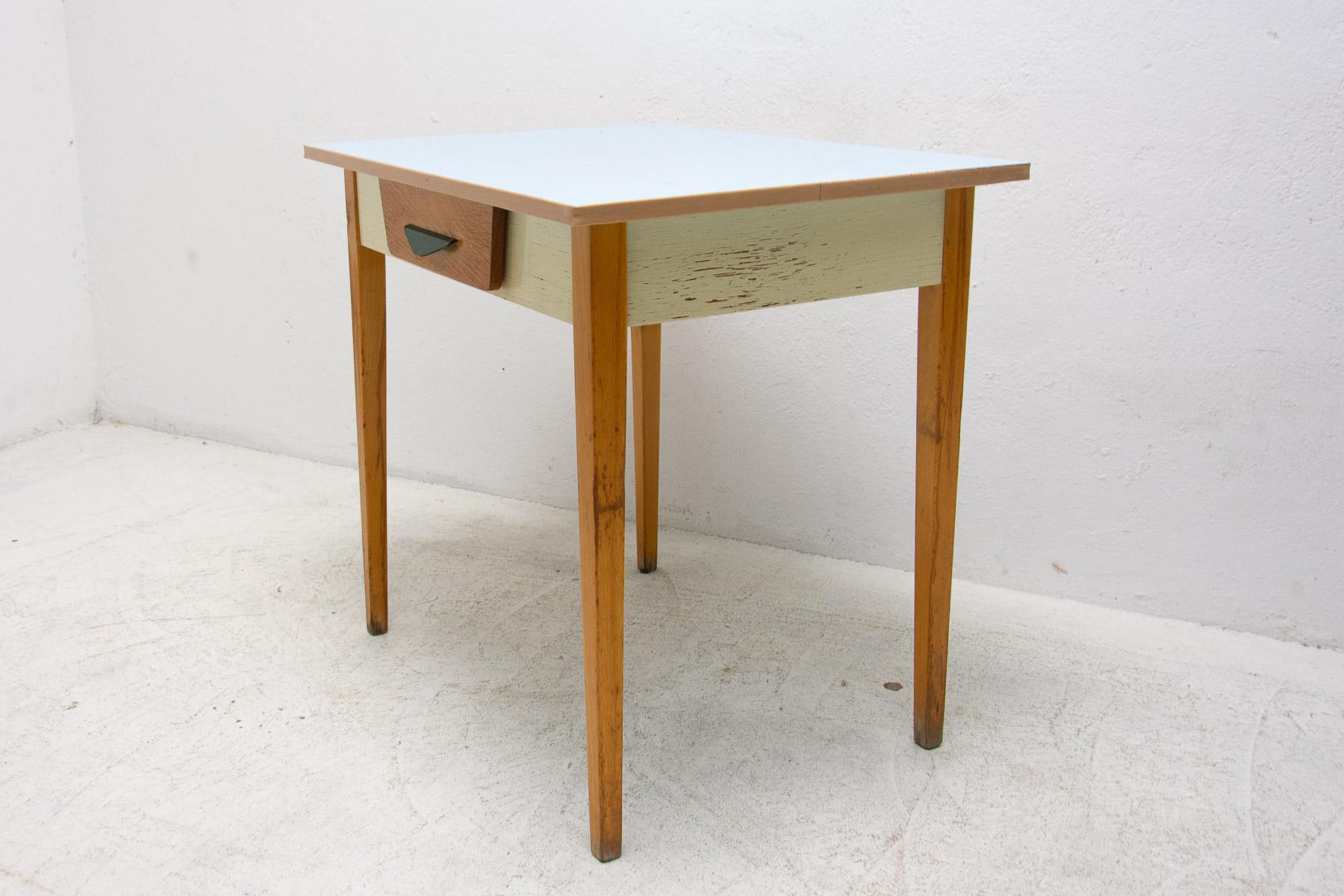 20th Century Mid Century Wooden and Formica Central Table, Czechoslovakia, 1960's For Sale